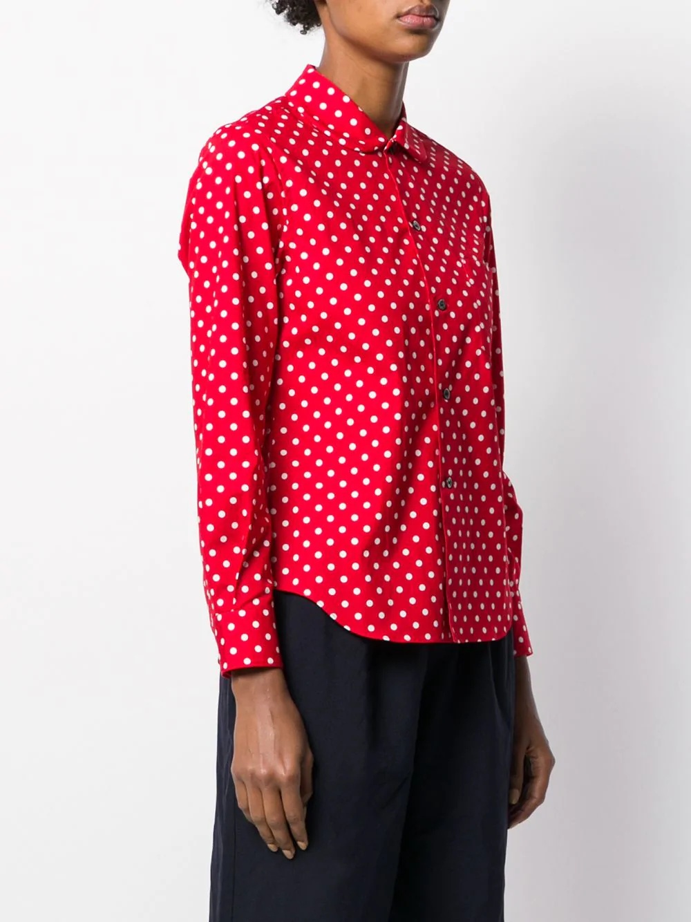 polka dot print curved hem shirt - 3