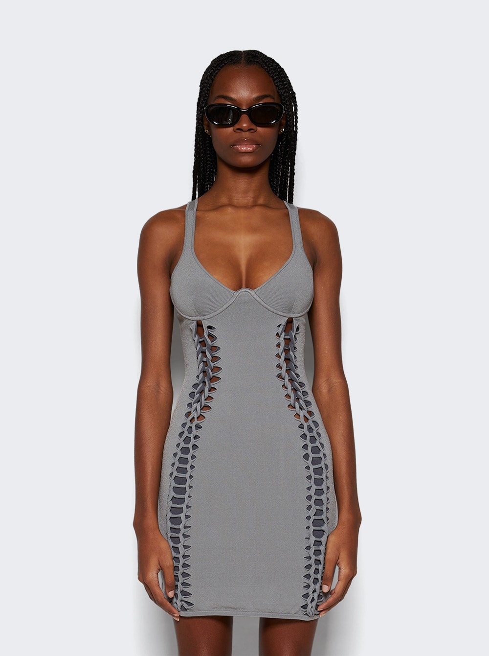 Layered Braided Mini Dress Steel - 3