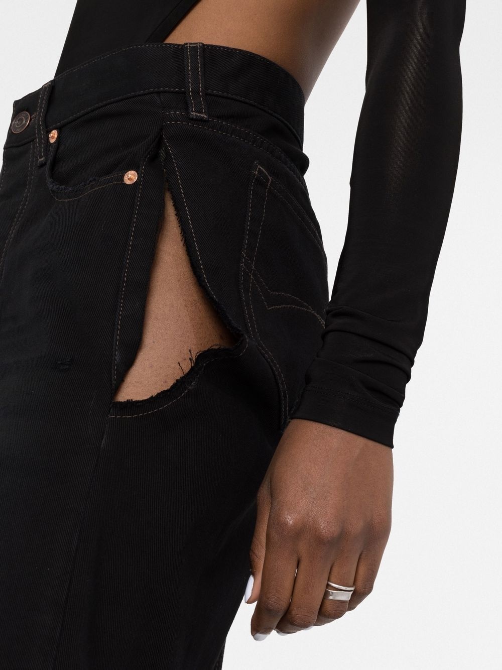 rip-detail A-line denim skirt - 3