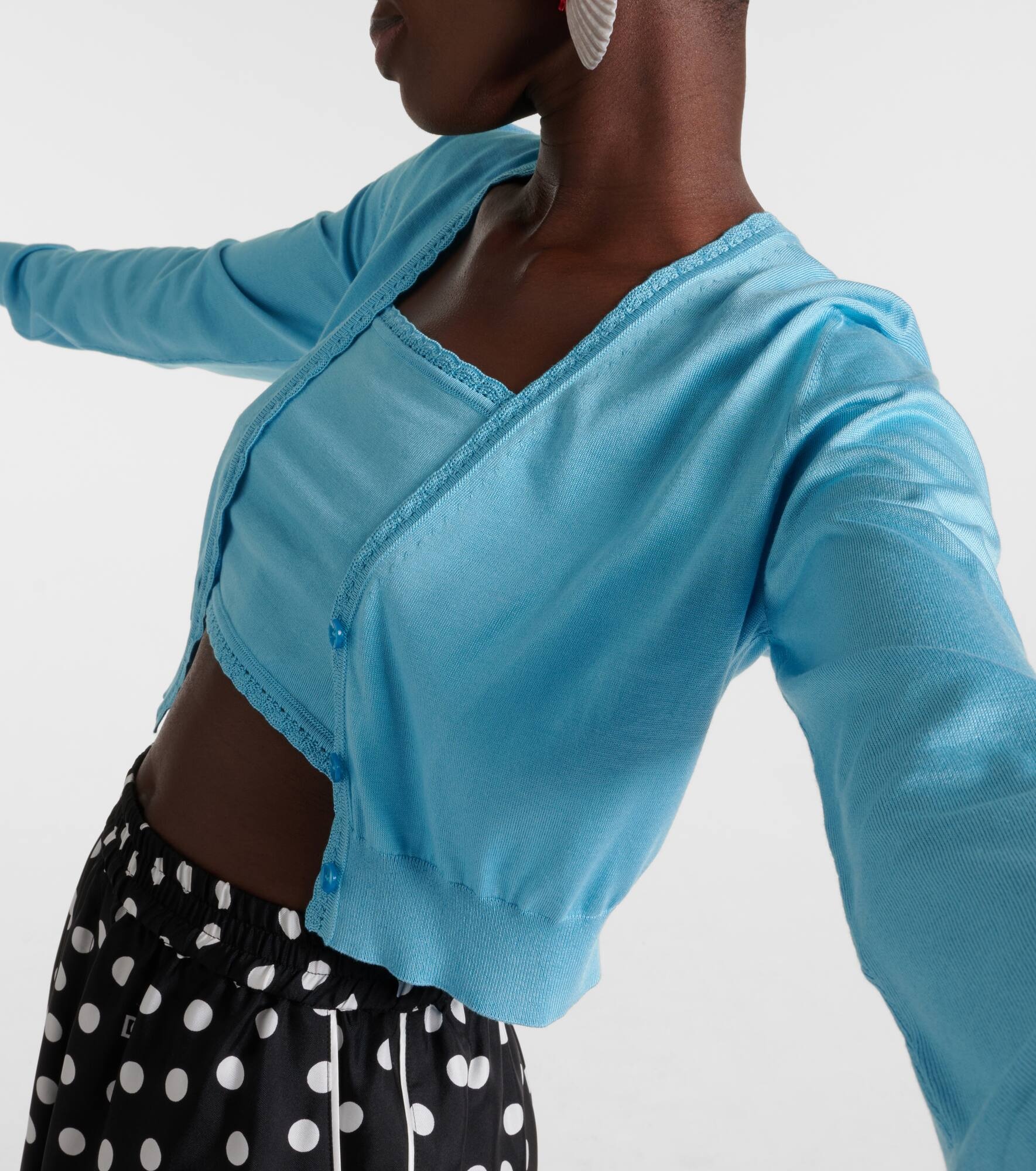 Capri cropped silk cardigan - 5