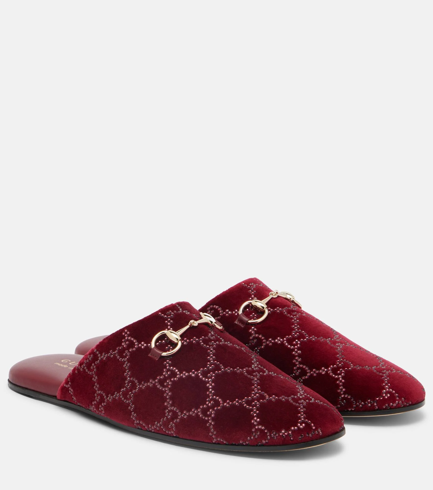 Lucy GG Crystal velvet mules - 1