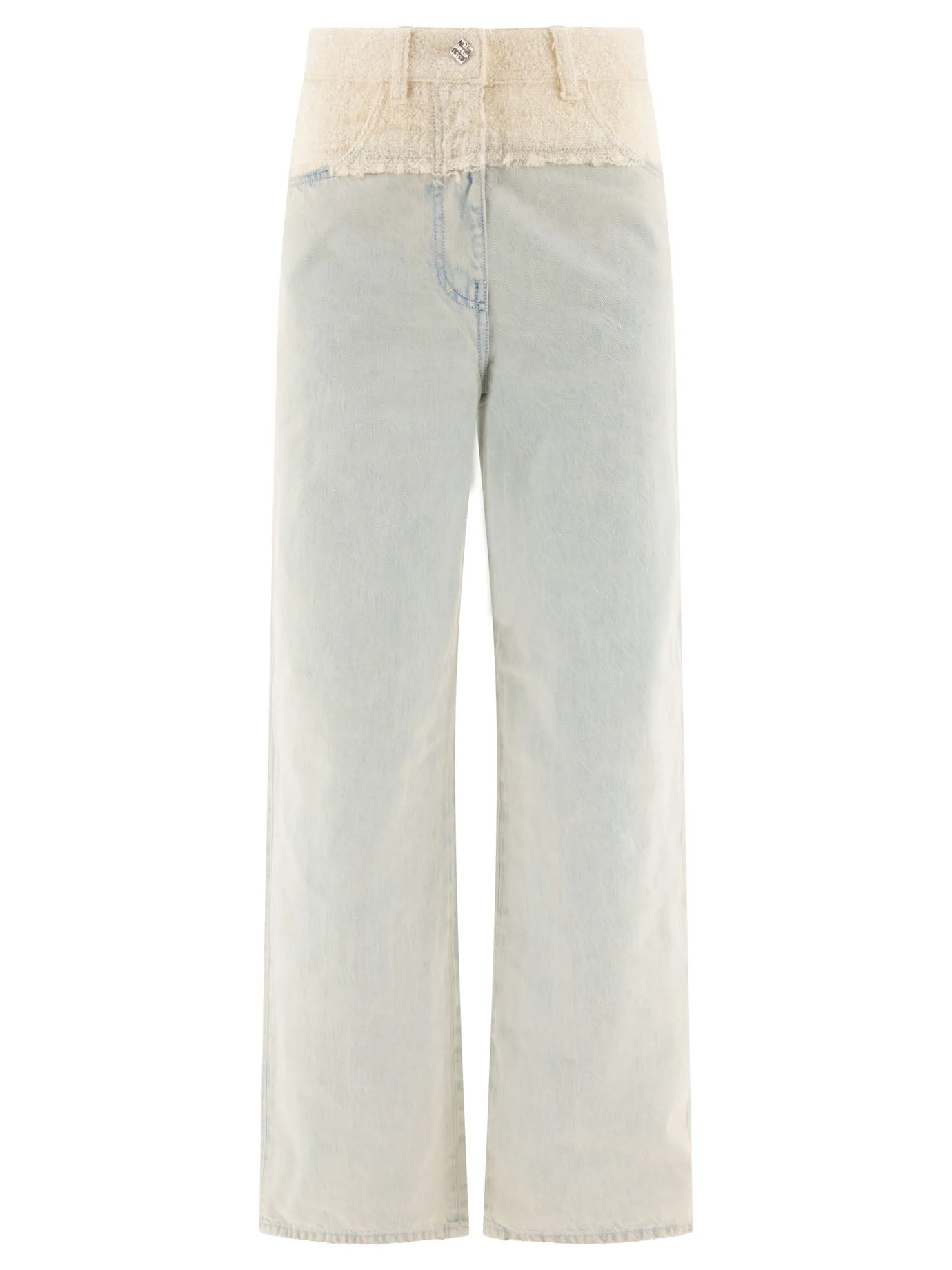 Givenchy Oversized Denim And Tweed Mixed Jeans With 4g Detail - 1