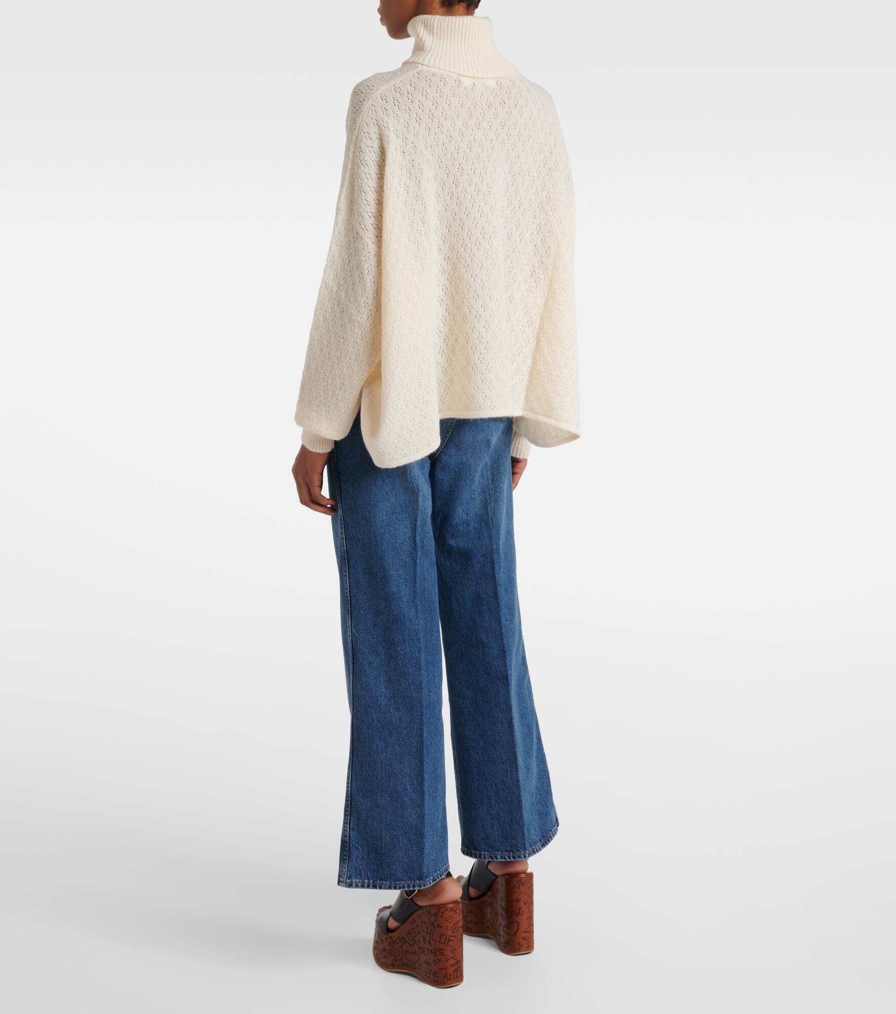 Pointelle wool-blend and silk turtleneck sweater - 3