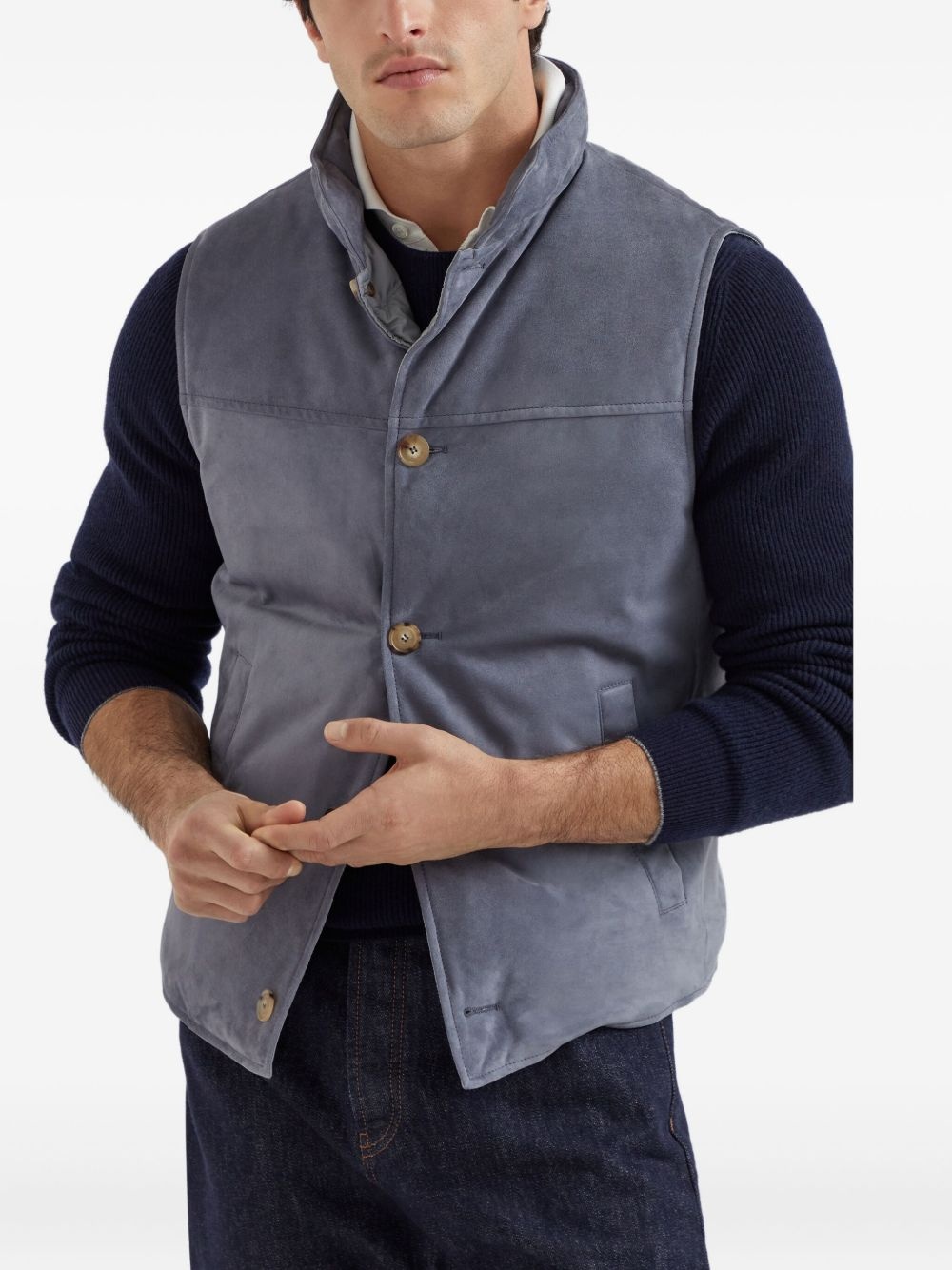 suede buttoned vest - 3