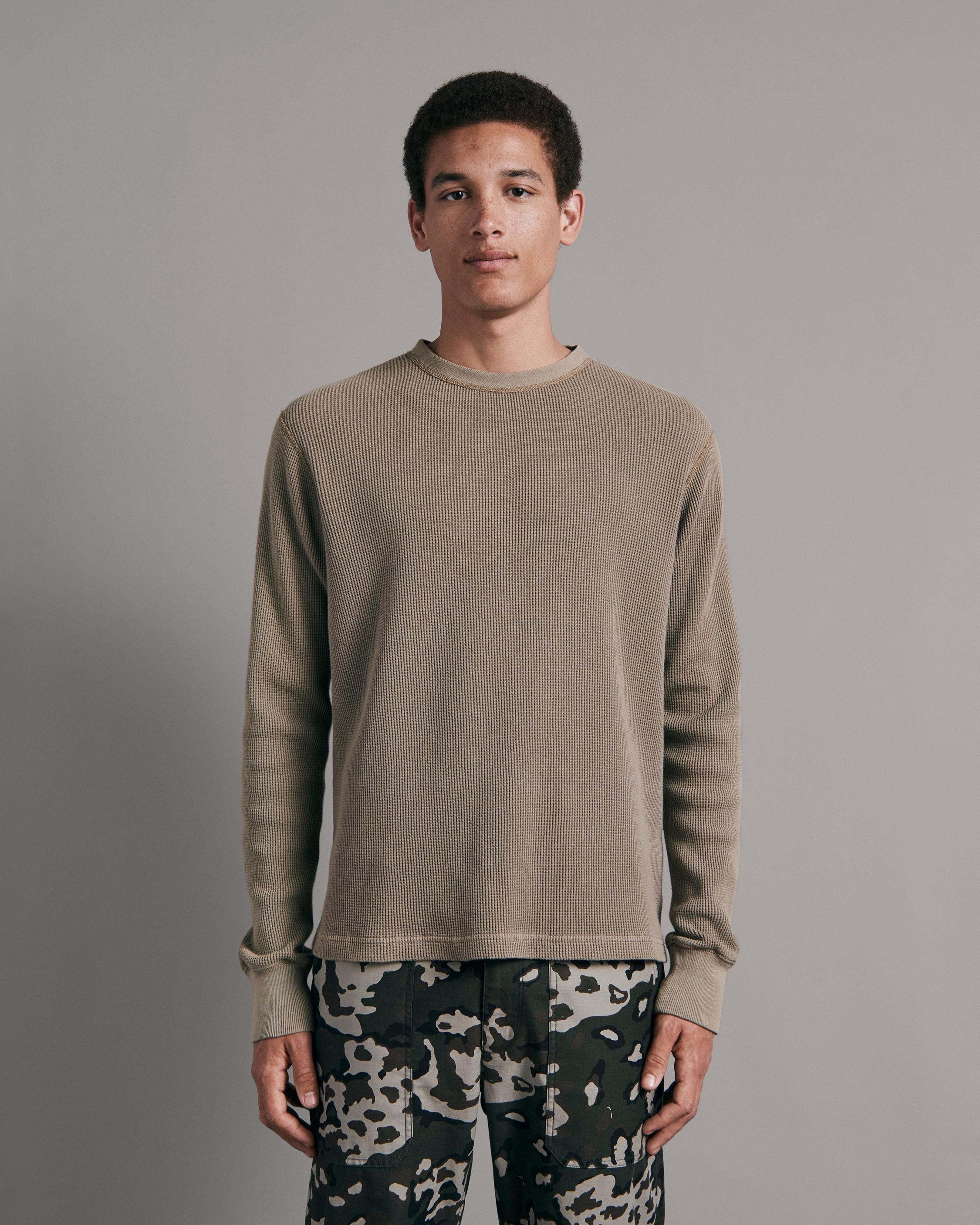 Garment Dyed Waffle Crew
Cotton T-Shirt - 2