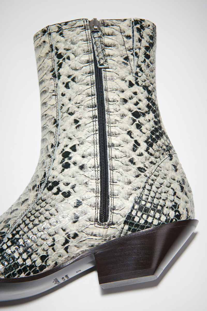 Snake print leather ankle boots - Multi beige 6