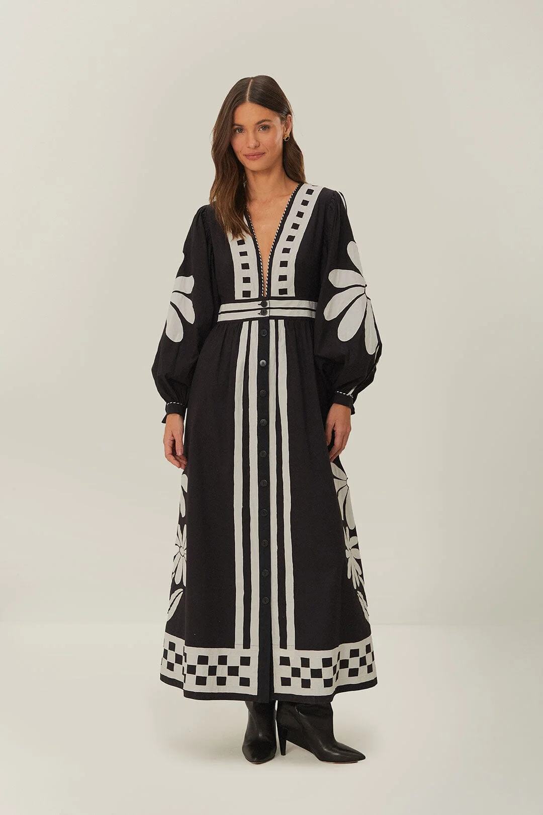 Black Nature Buttoned Maxi Dress - 1