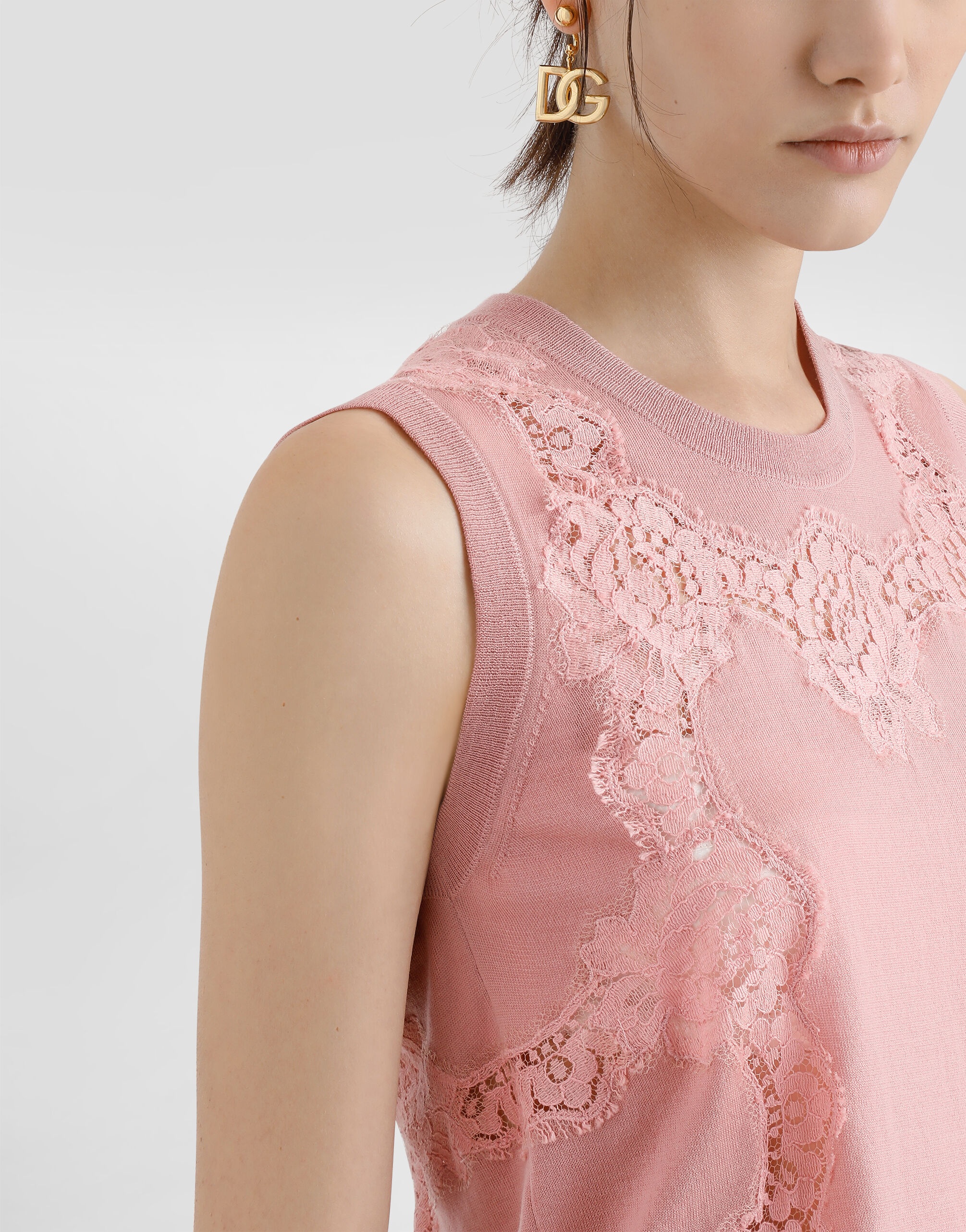 Wool tank top with lace inlay - 4