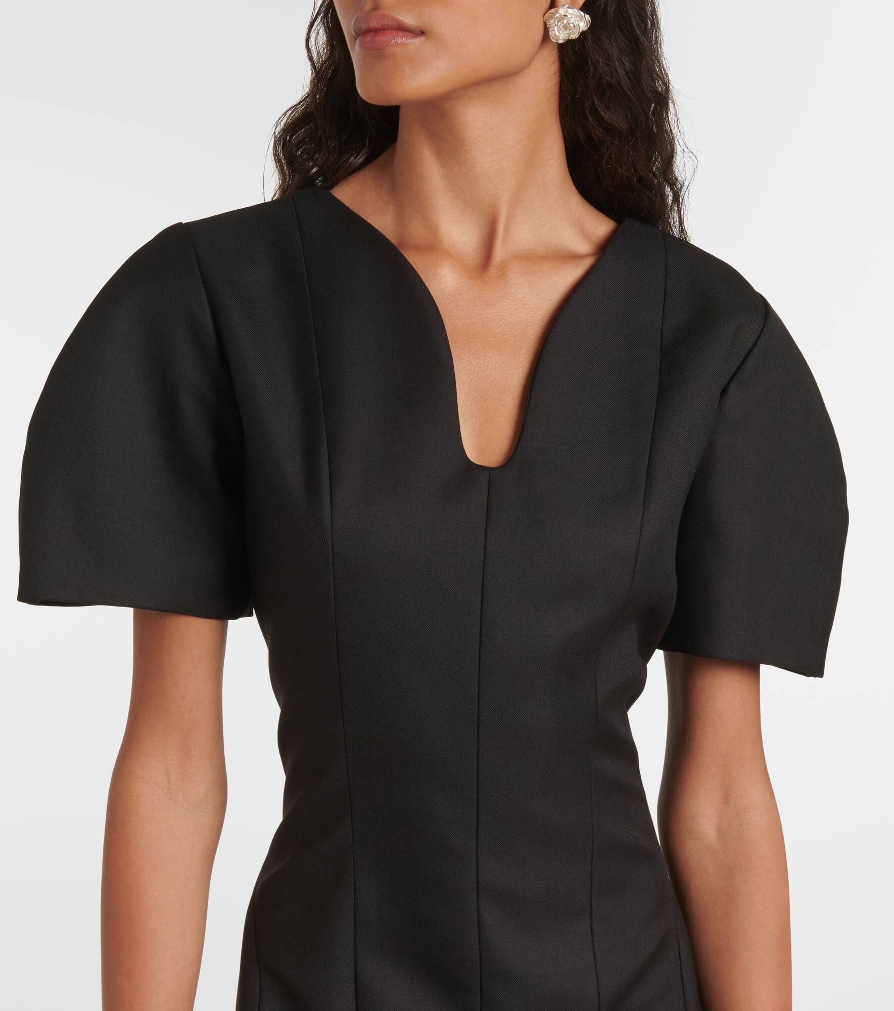 Wool gabardine midi dress - 4