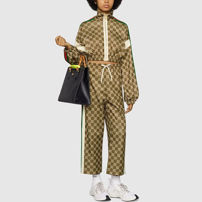 GUCCI (WMNS) Gucci Interlocking G Zipper Jacket 'Olive Green Ivory' 671495-XJD1G-3357 outlook