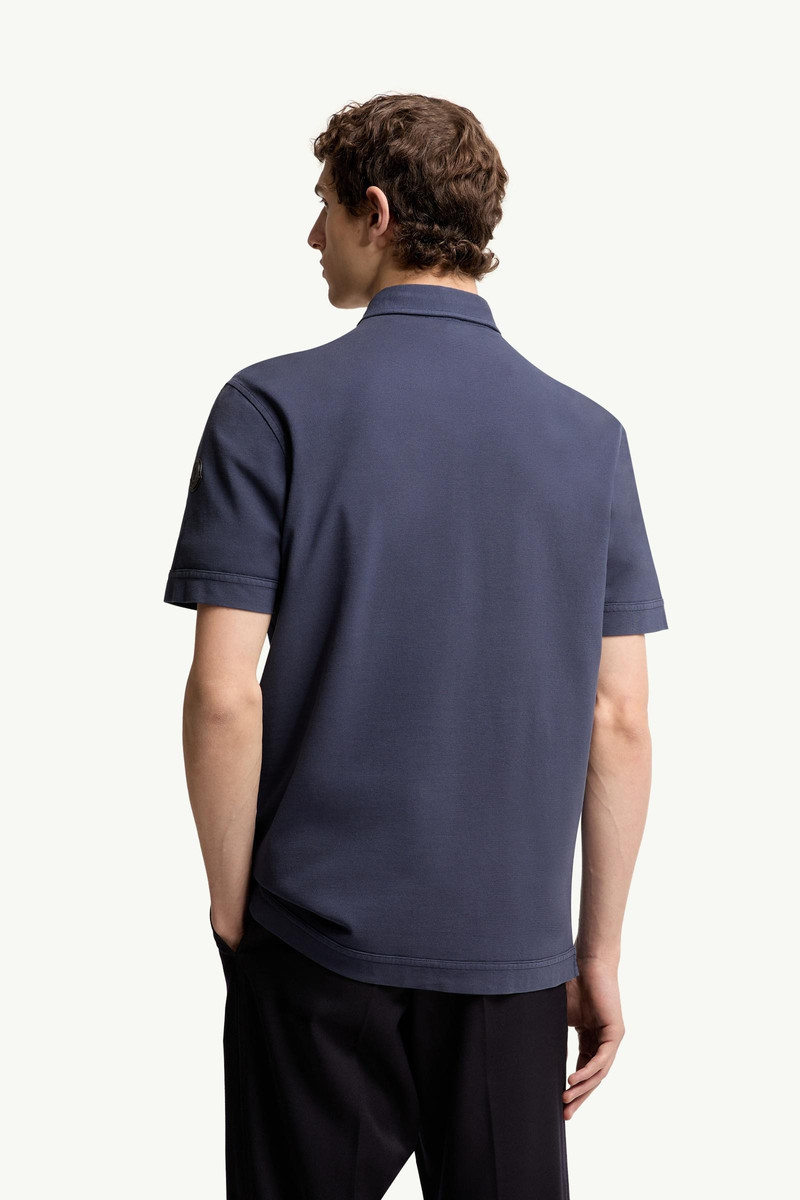 Leather Logo Cotton Piquet Polo Shirt 5