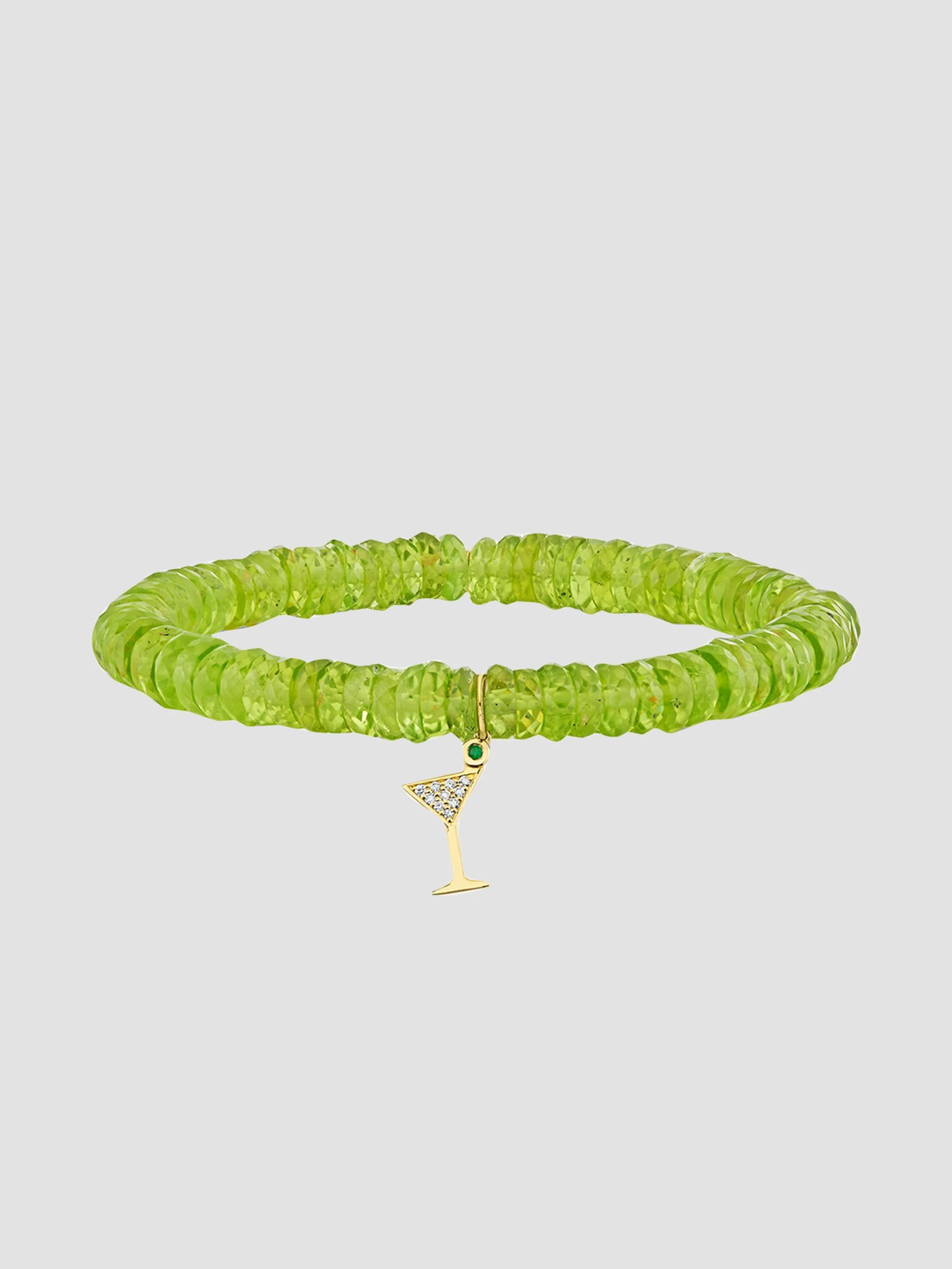 Women's Martini Glass 14K Gold, Emerald, Peridot & 0.05 TCW Diamond Bracelet - Green - 1