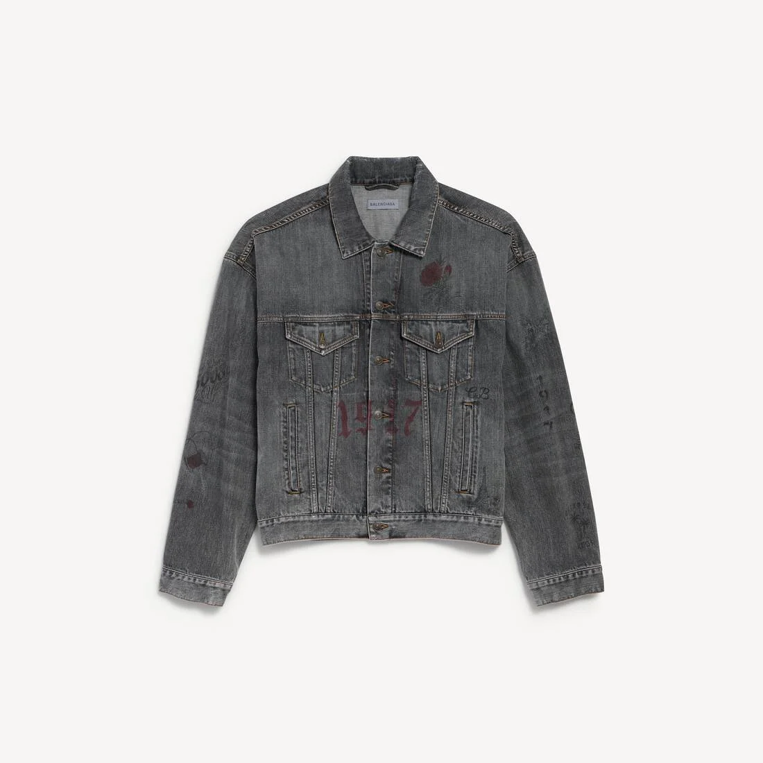 Men's Tattoo Boxy Jacket in Dark Grey - 1