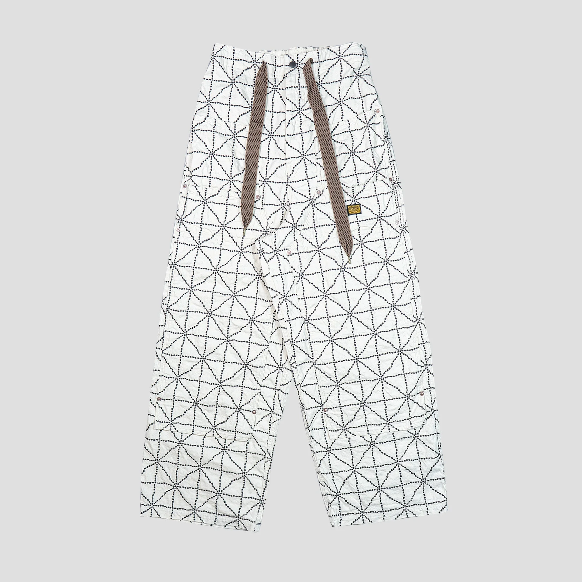 8oz COLOR DENIM FOLD DOJO W-KNEE BAGGY PANTS - 1