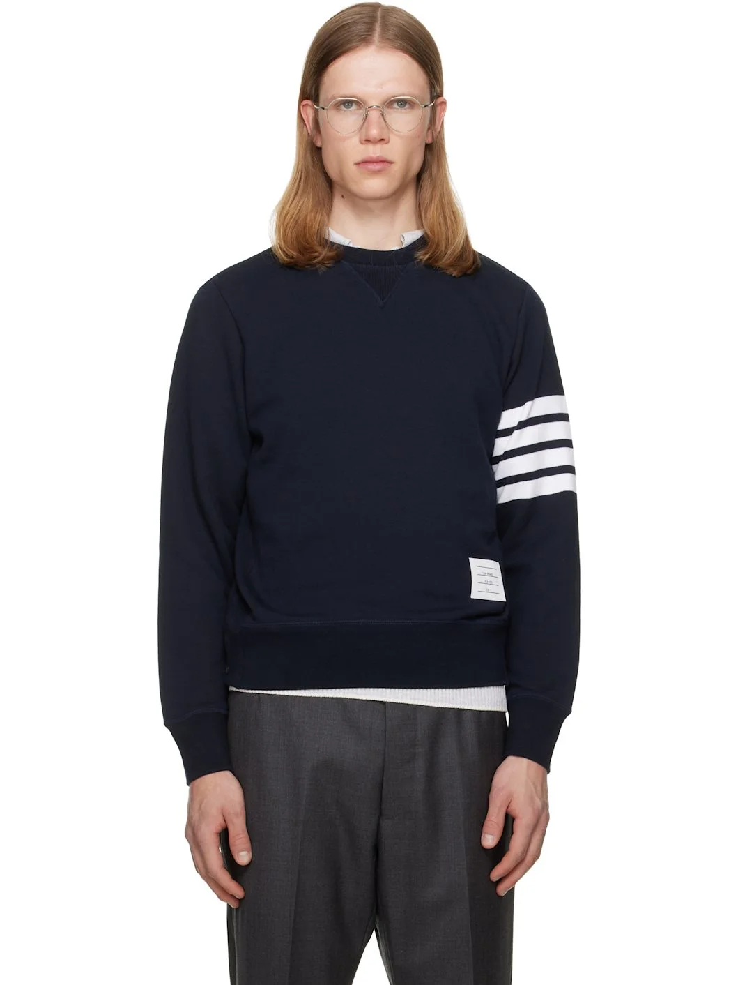 Navy Classic Loopback 4-Bar Sweatshirt - 1