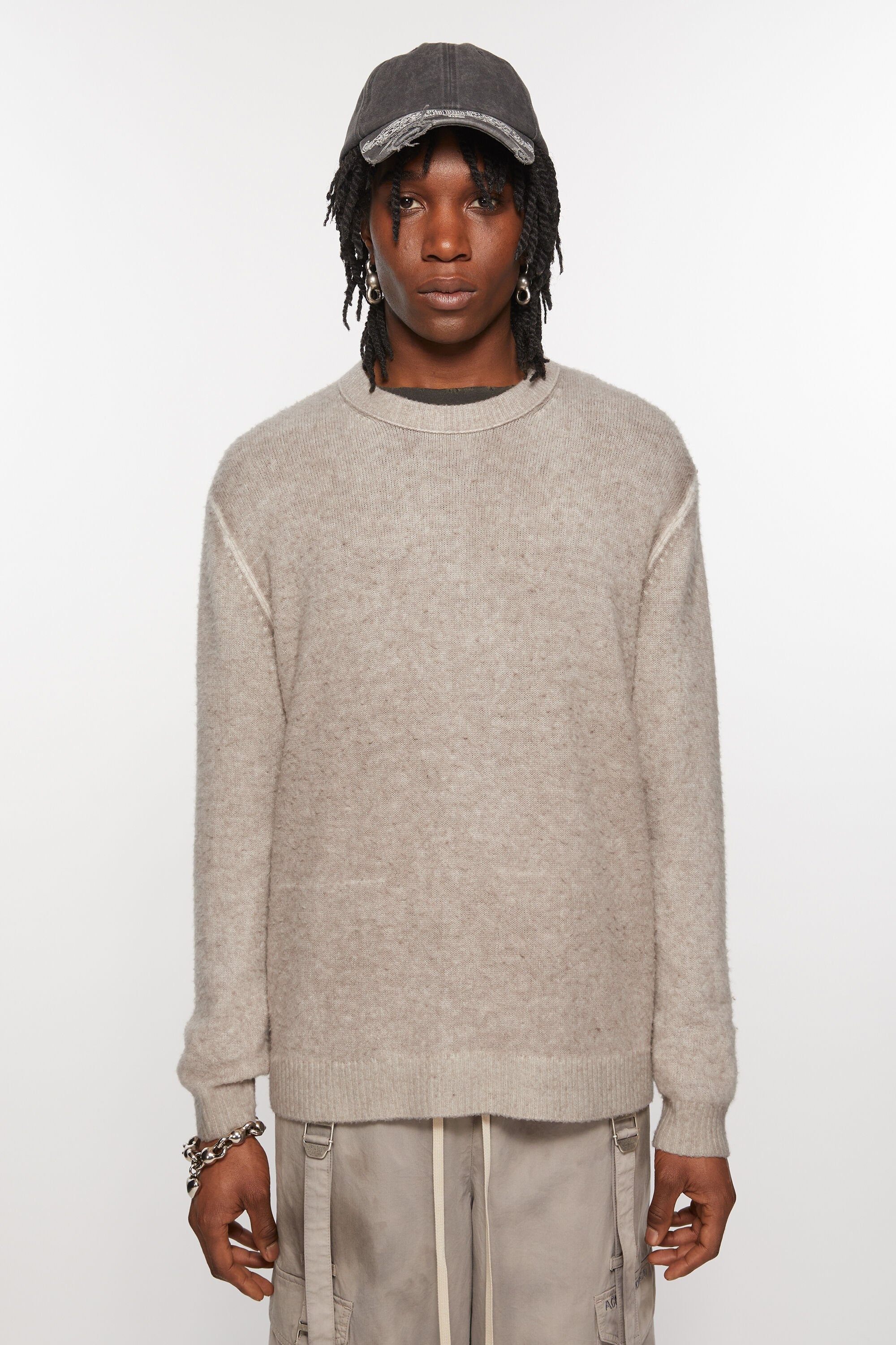 Printed crewneck jumper - Beige - 2