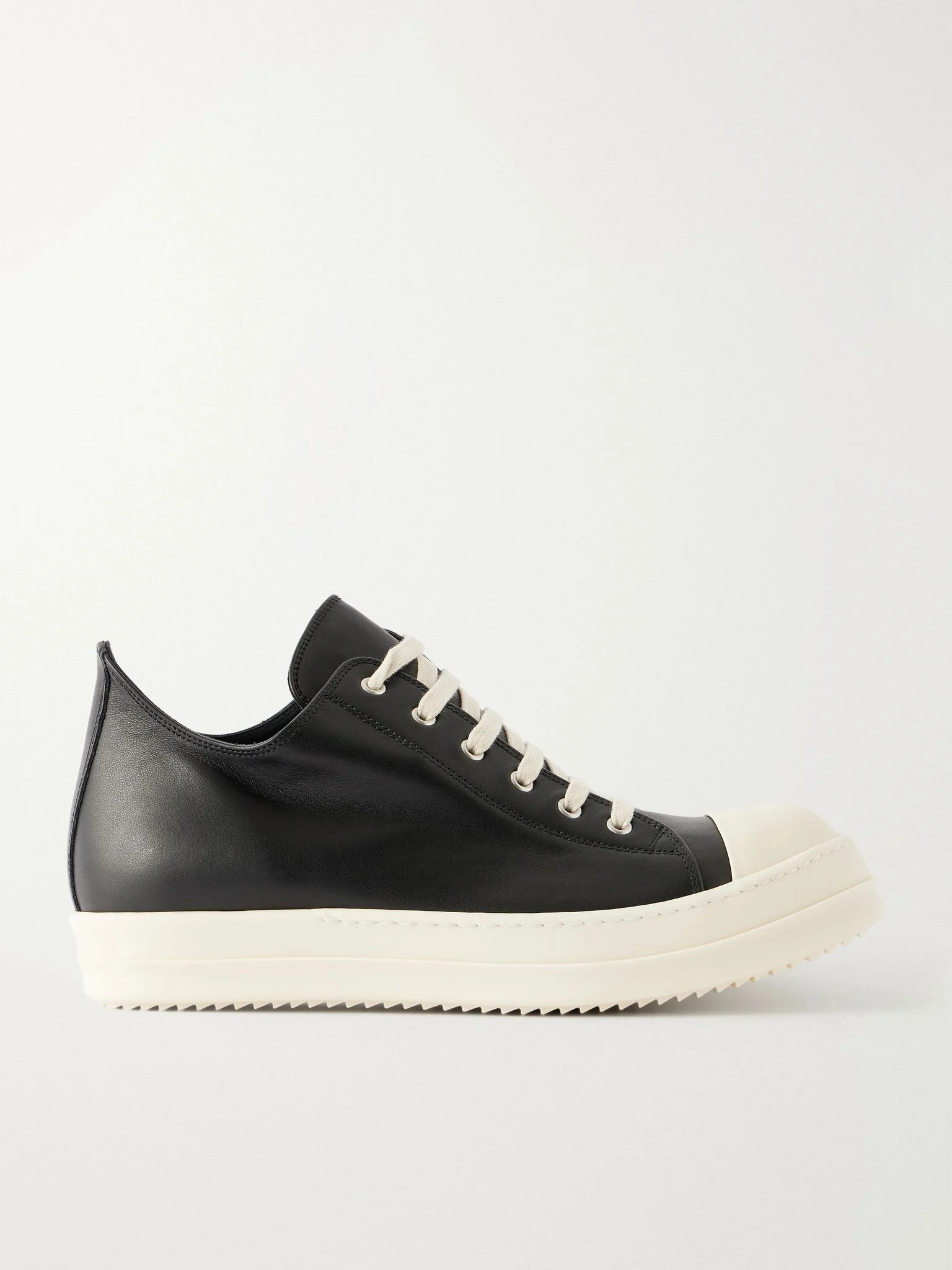 Rick Owens Ramones Full-Grain Leather and Rubber Sneakers Black