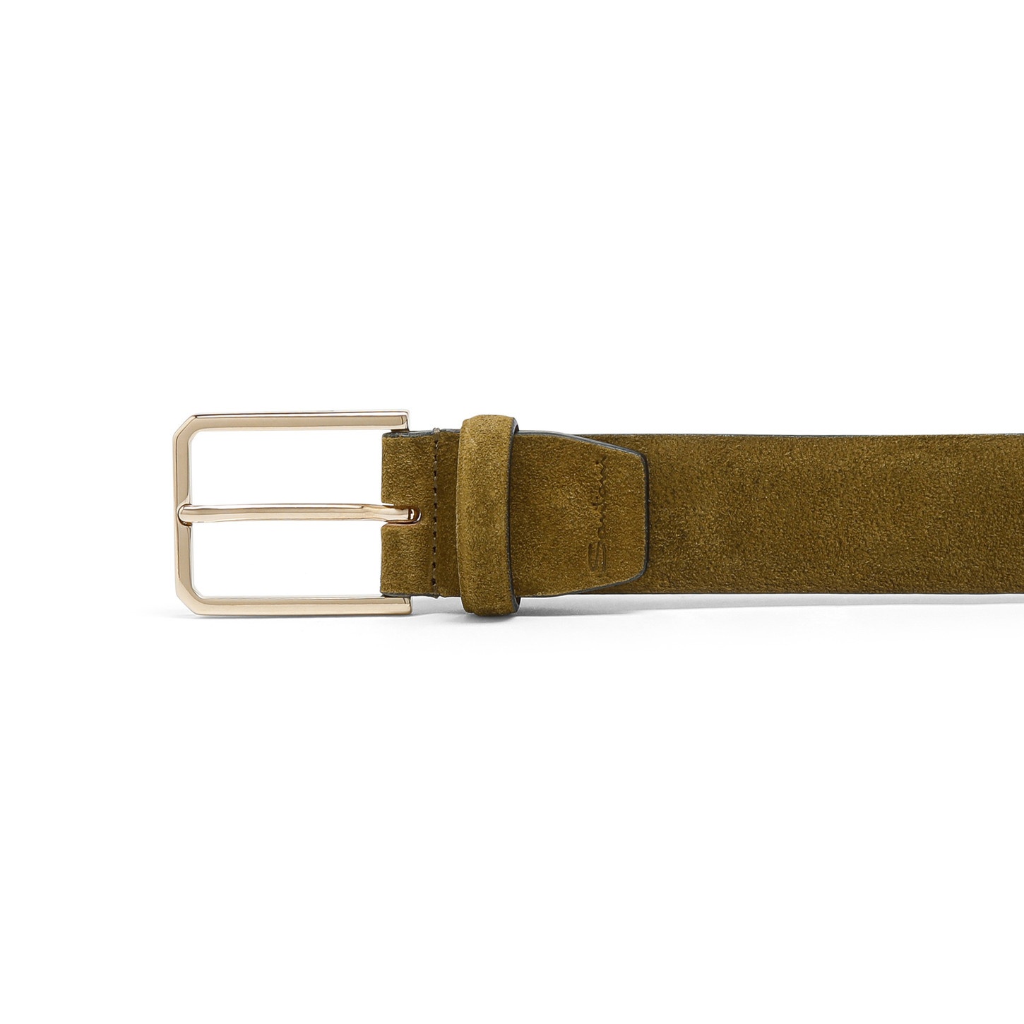 Men's green suede adjustable belt - 3