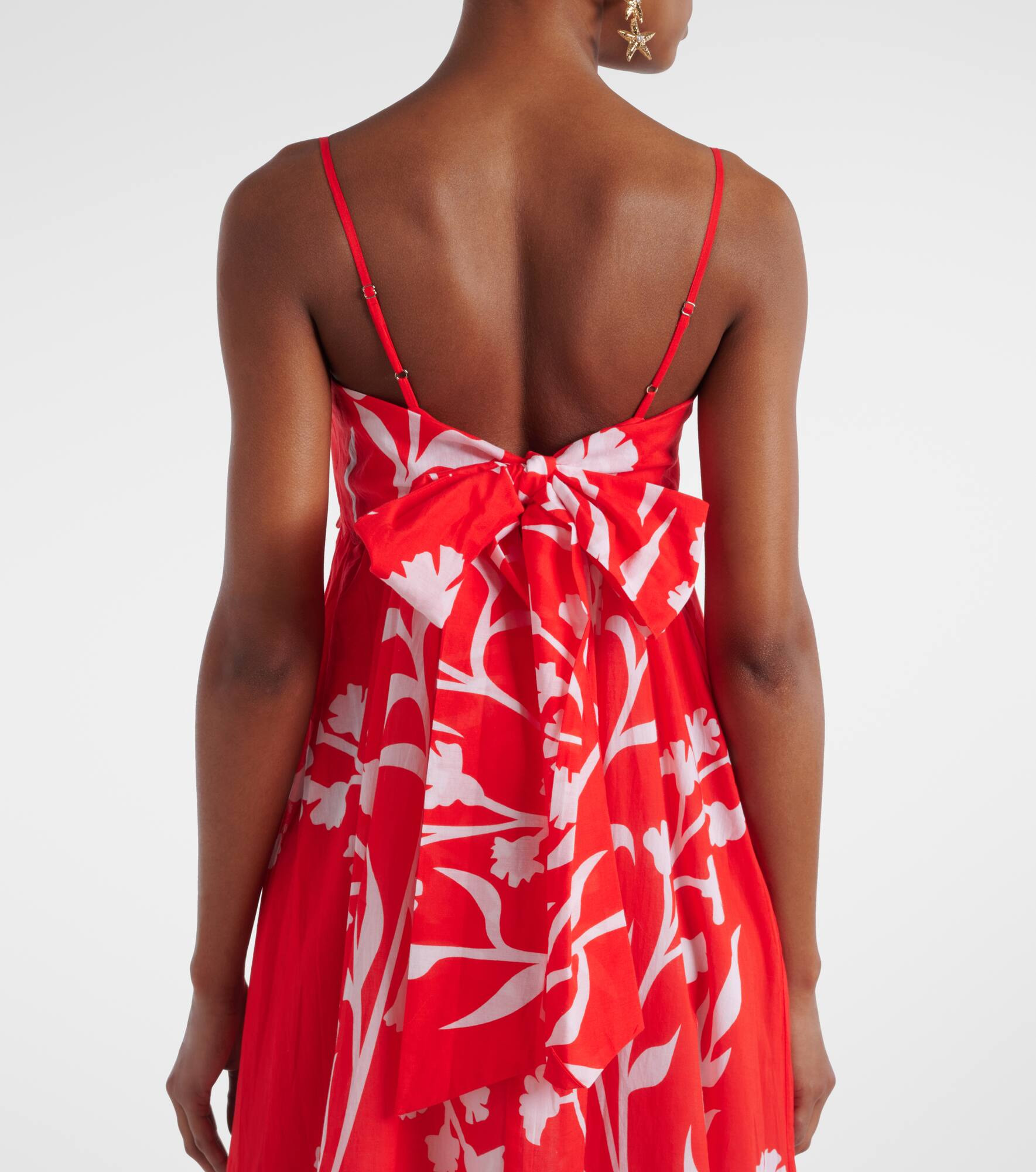 Printed scalloped cotton midi dress - 5
