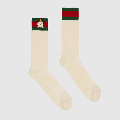 GUCCI Cotton blend socks with animal patch outlook