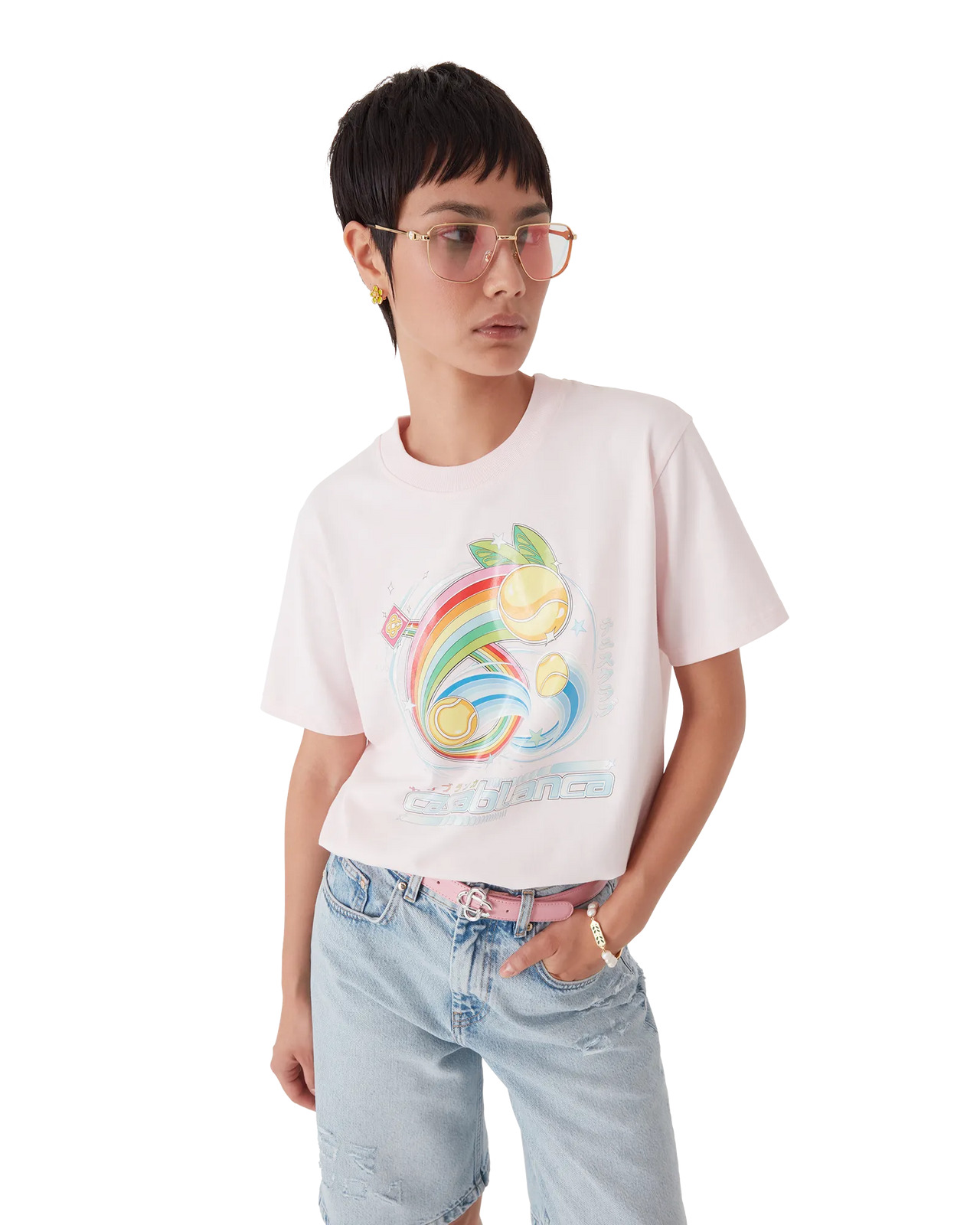 Manga Tennis Ball Short Sleeve T-Shirt | Casablanca Paris - 4