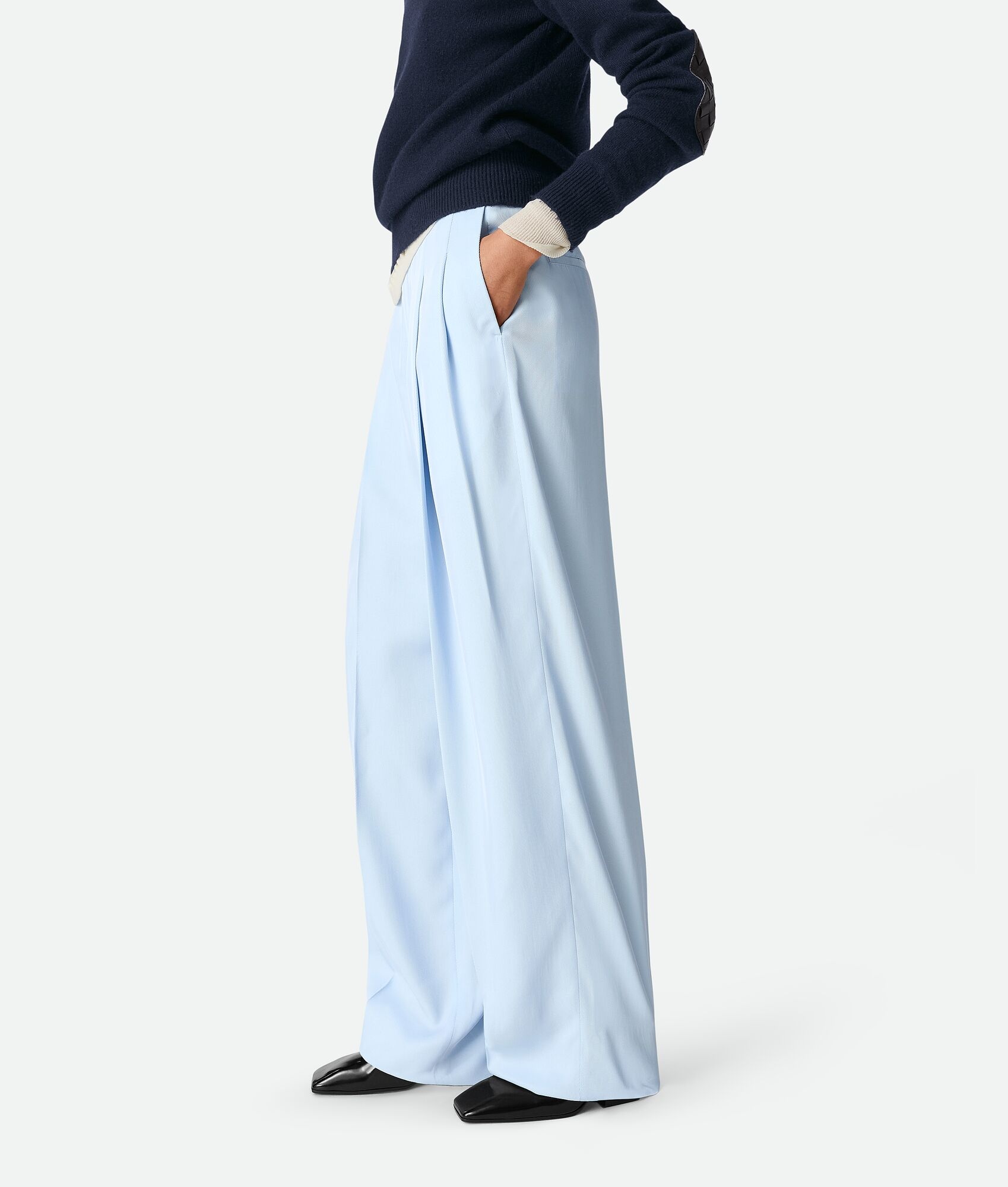 Viscose And Silk Twill Straight Trousers - 2