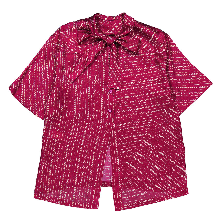 Chloe Ladies Pink Pussy Bow Silk Top, Brand - 4