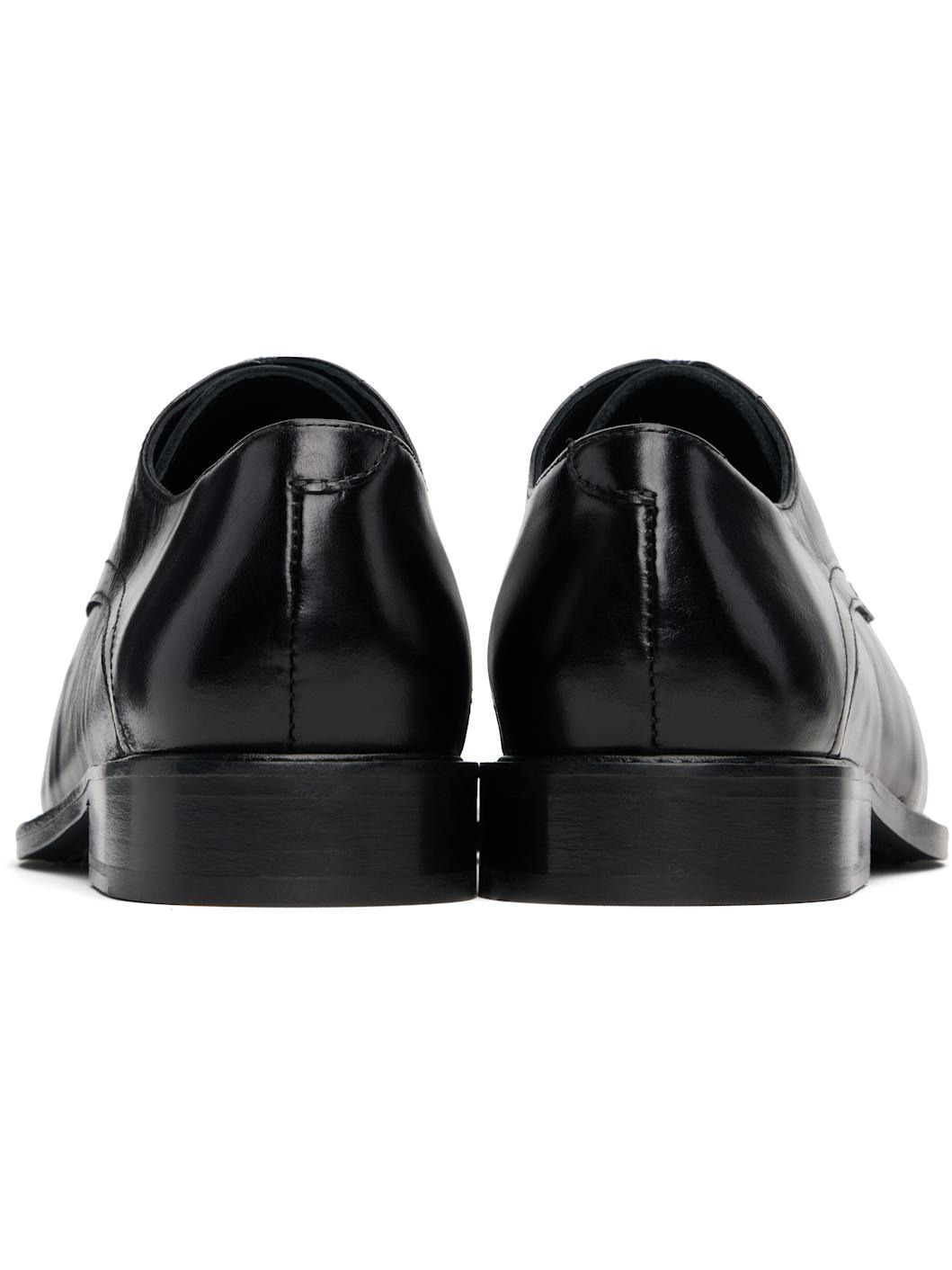 Black & White Slashed Square Toe Derbys - 2