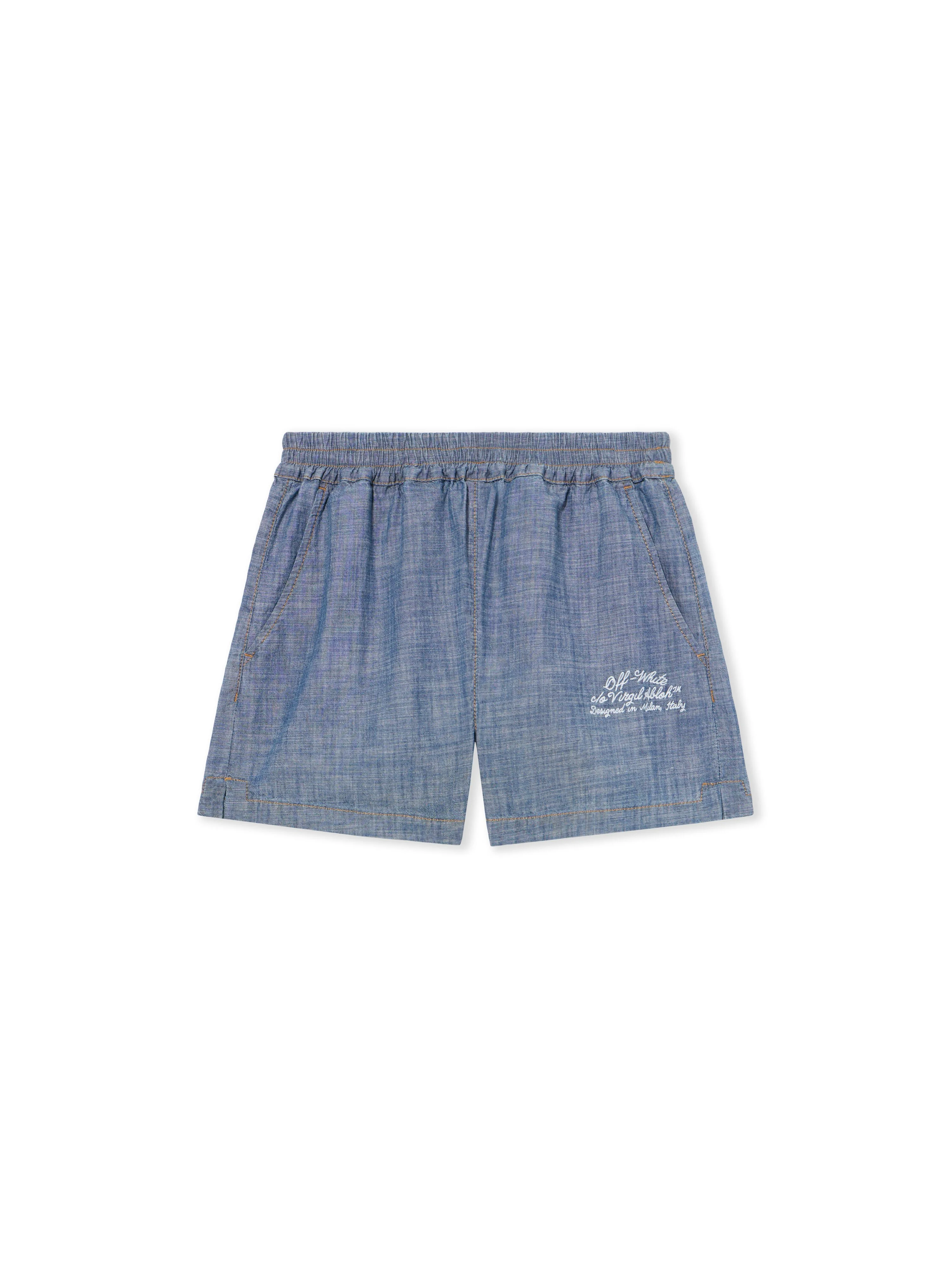Chambray Denim Pajama Shorts - 1