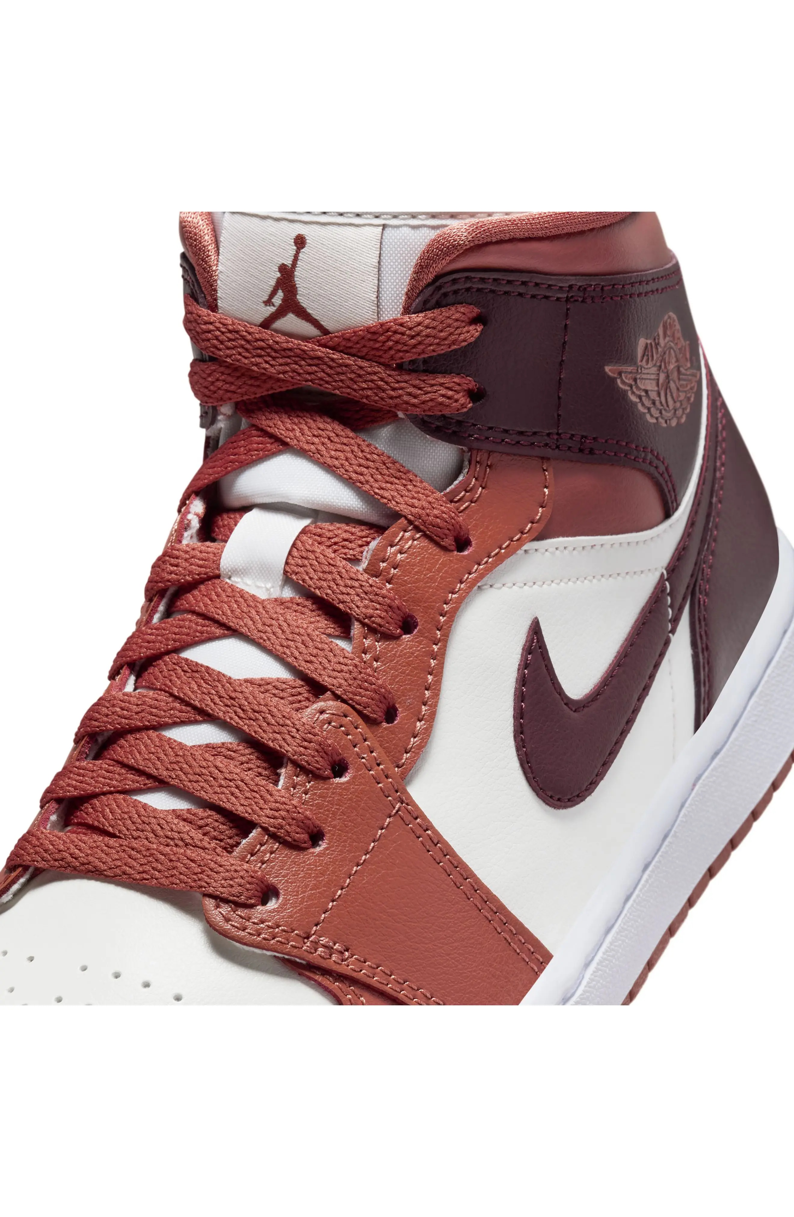 Air Jordan 1 Mid Sneaker in Dusty Peach/Night Maroon - 8