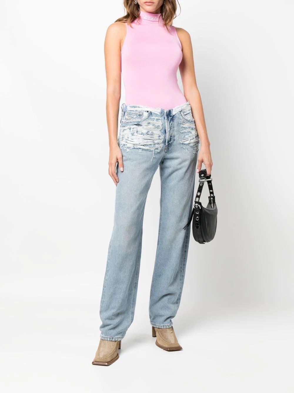 mid-rise ripped-detail jeans - 2