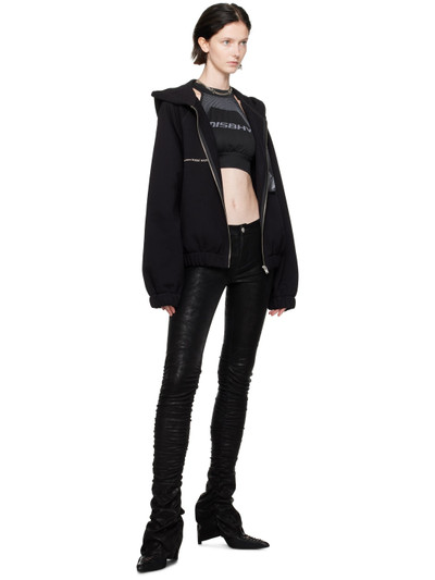 MISBHV Black Ruched Faux-Leather Trousers outlook