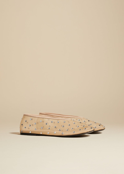 KHAITE The Marcy Flat in Beige Mesh with Crystals outlook