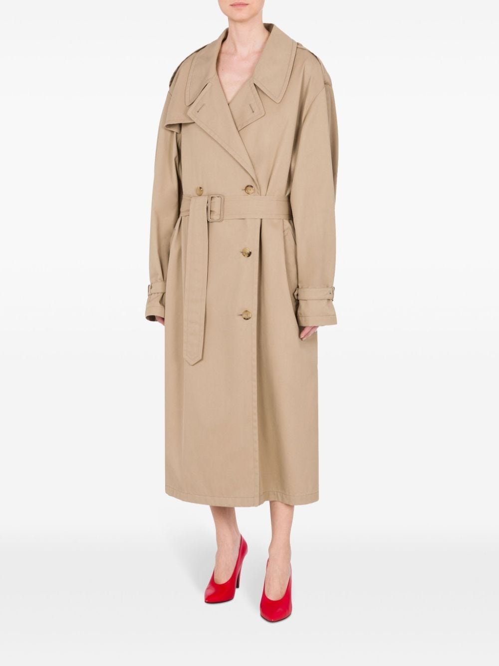 notched-lapel trench coat - 2