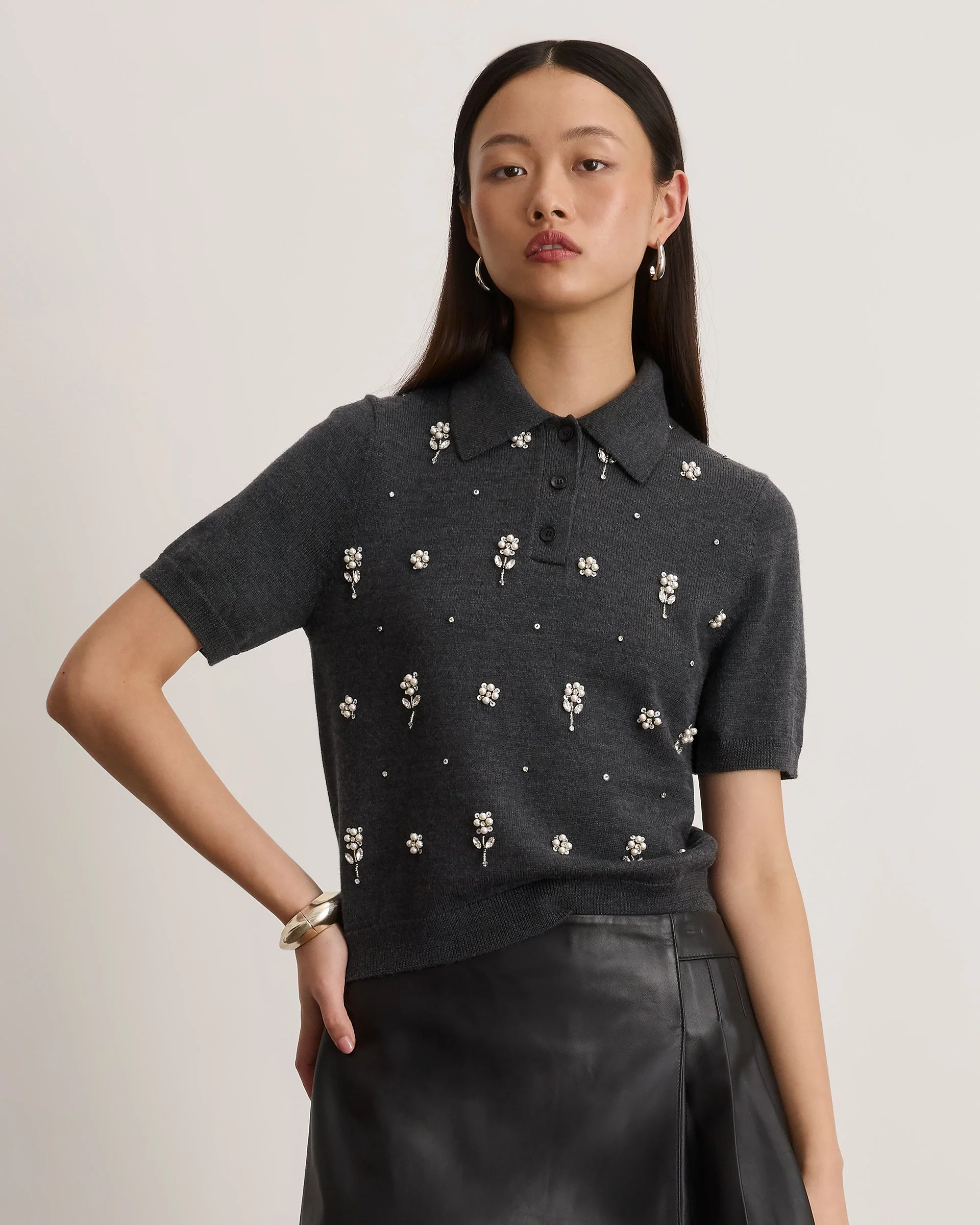 CAMILLA EMBROIDERED KNIT TOP - 1