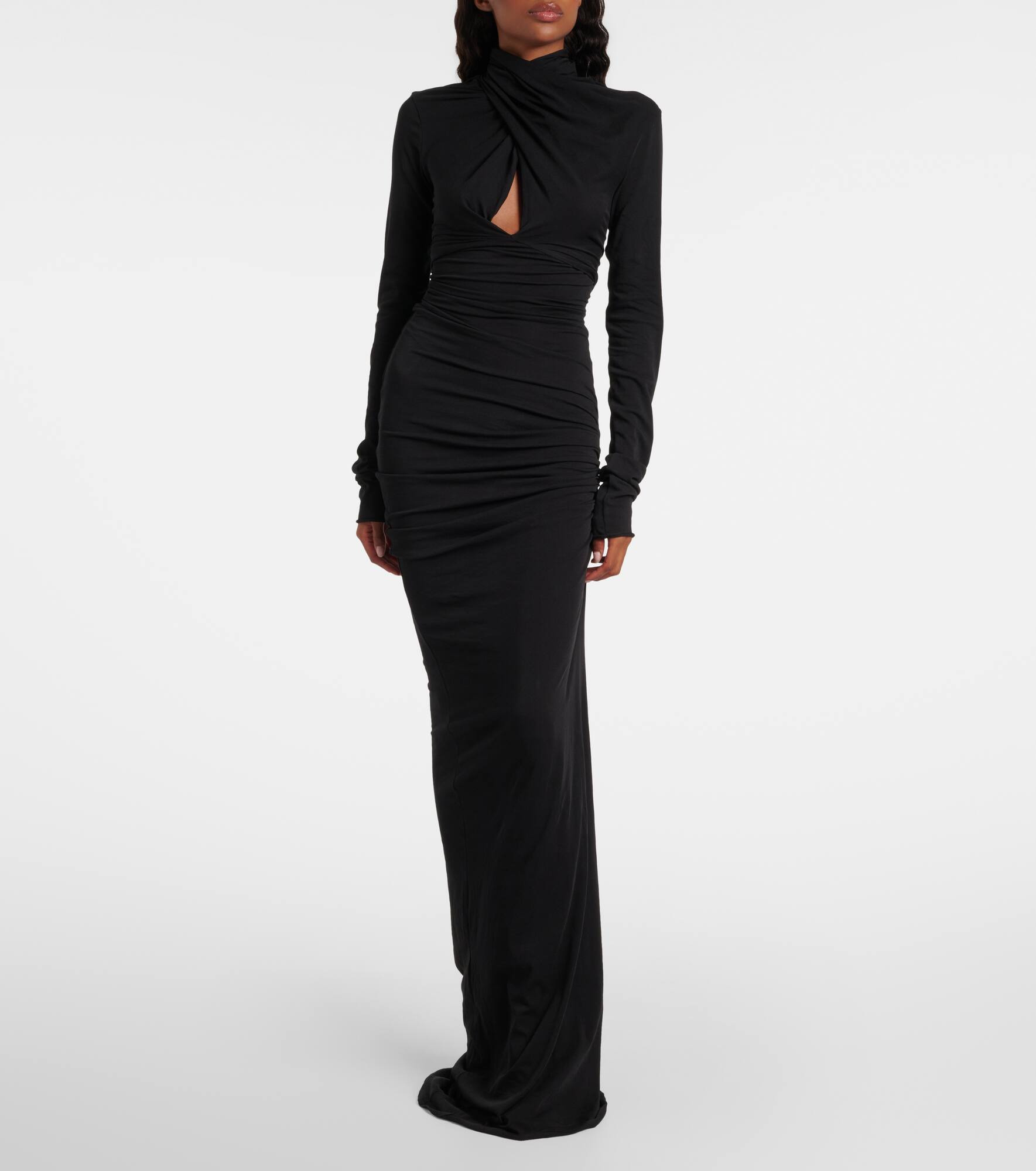 Draped cotton-blend jersey gown - 2