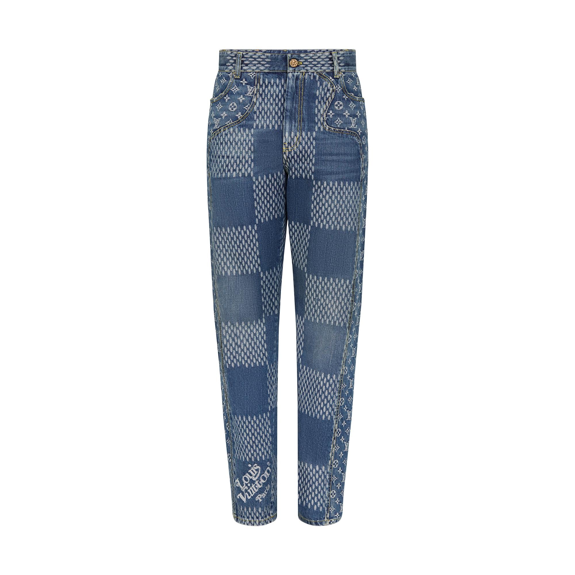 GIANT DAMIER WAVES MONOGRAM DENIM PANTS - 1