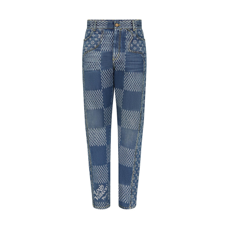 GIANT DAMIER WAVES MONOGRAM DENIM PANTS - 1