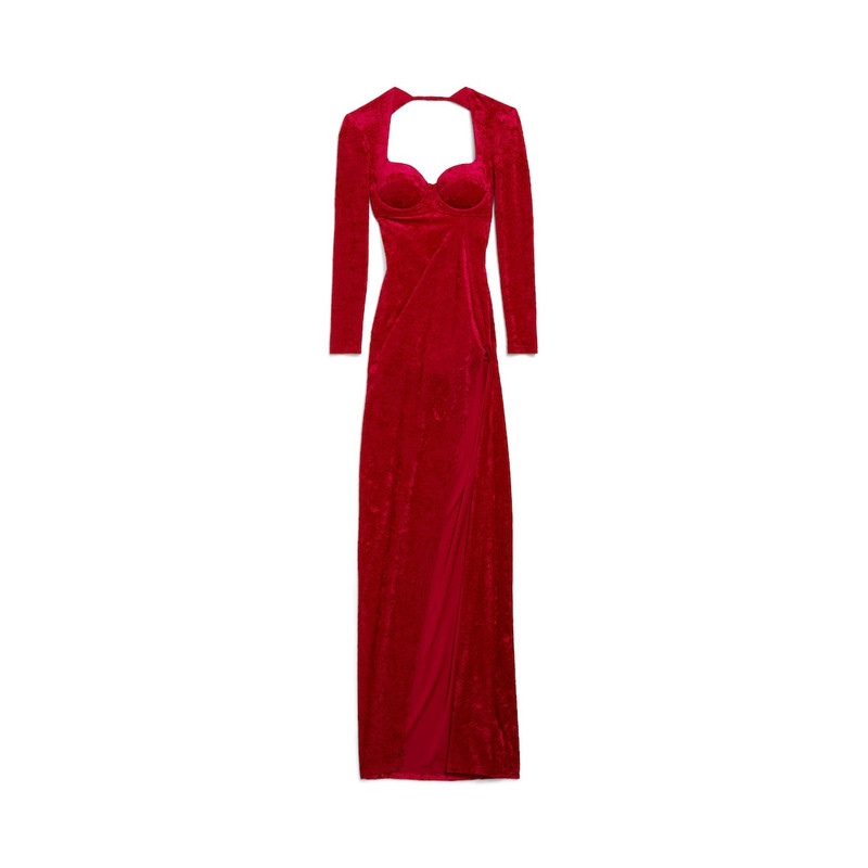 Women's Draped Maxi Dress in Garnet 1