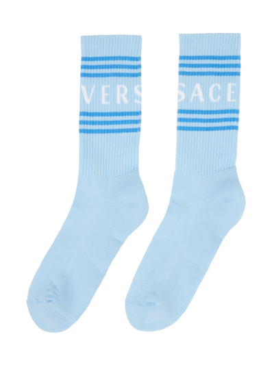 VERSACE Blue & White 90s Vintage Logo Socks outlook