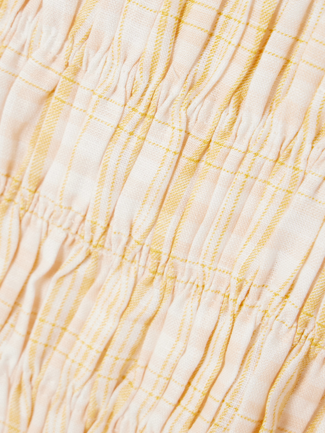 Iris Strapless Shirred Checked Linen Top - 4