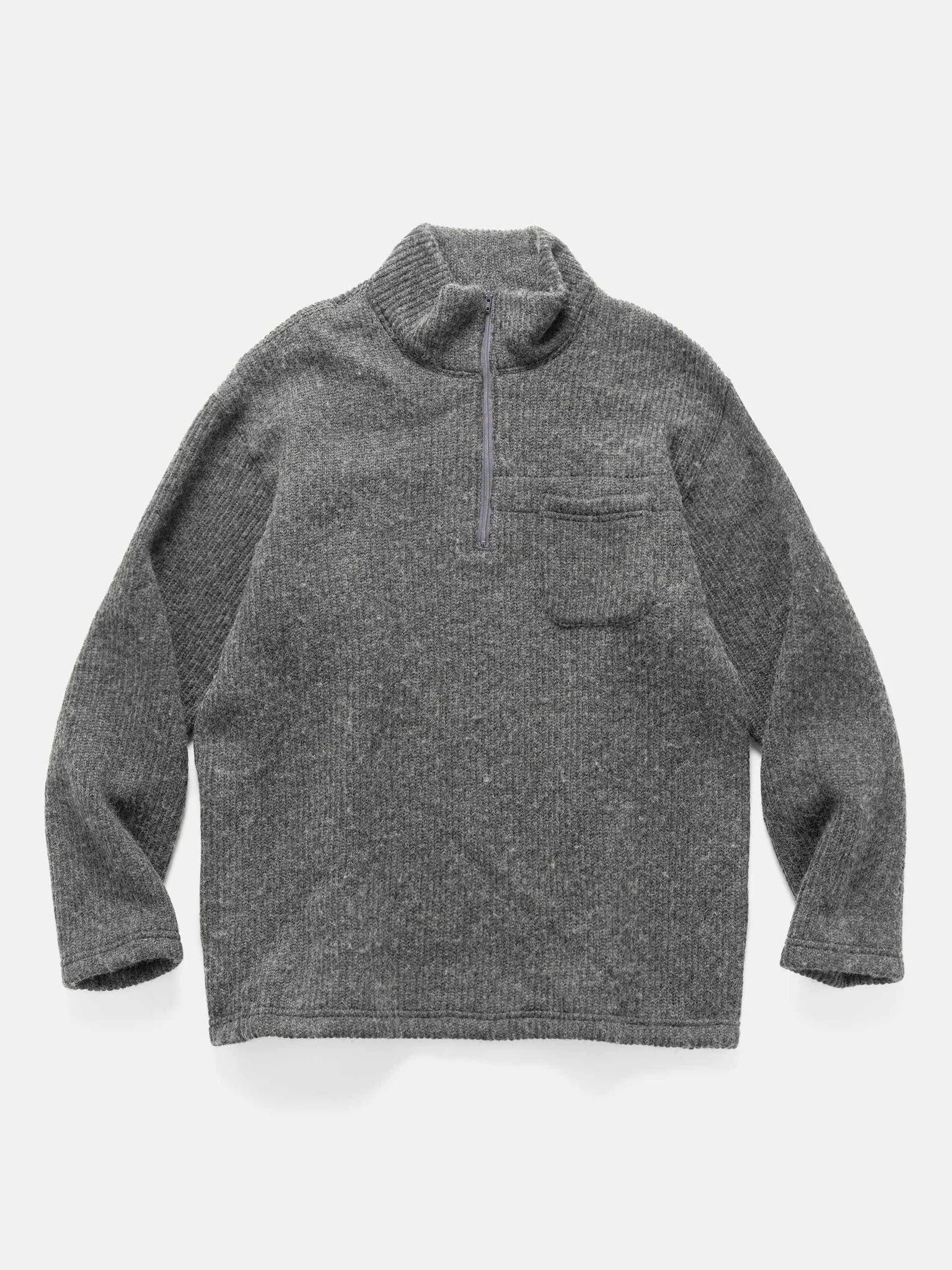 Zip Mock Neck Wool Charcoal - 1