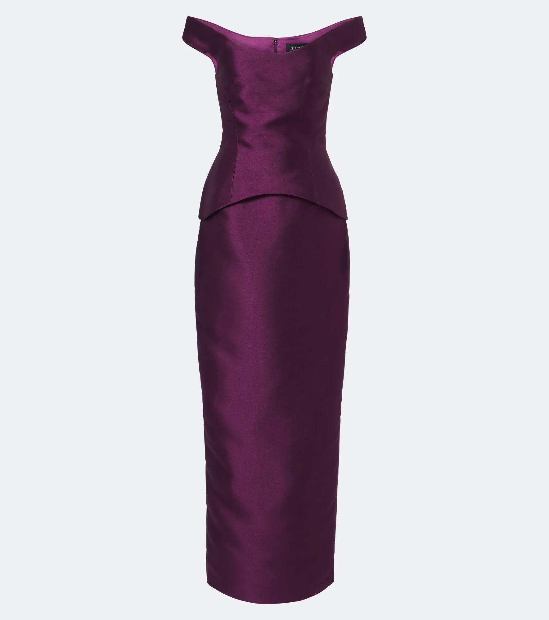 Pieta off-shoulder peplum satin gown - 1