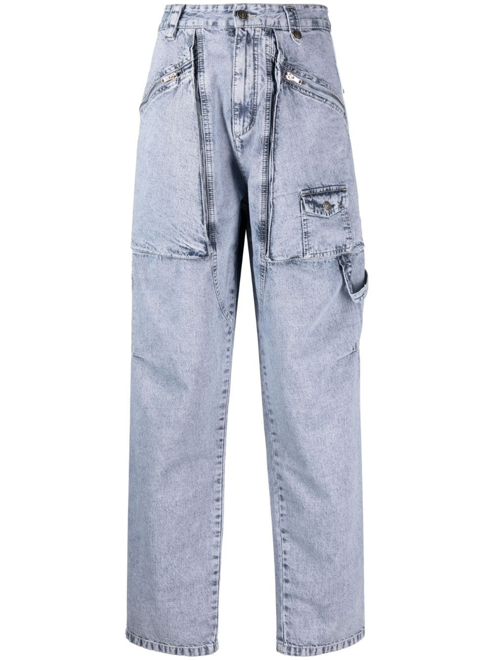 zip-pocket wide-leg trousers - 1
