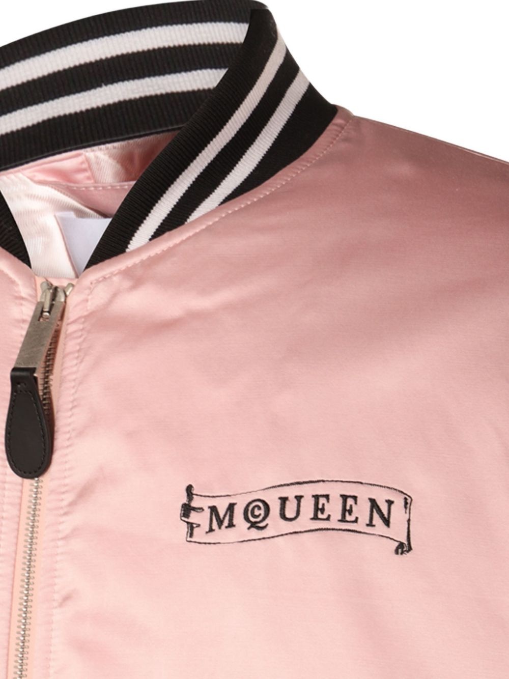 rose-embroidery satin bomber jacket - 3