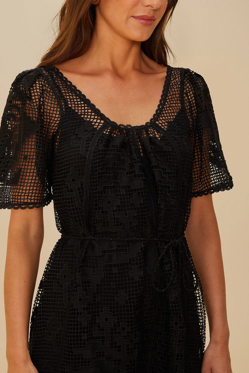 Black Pineapple Guipure Mini Dress 3
