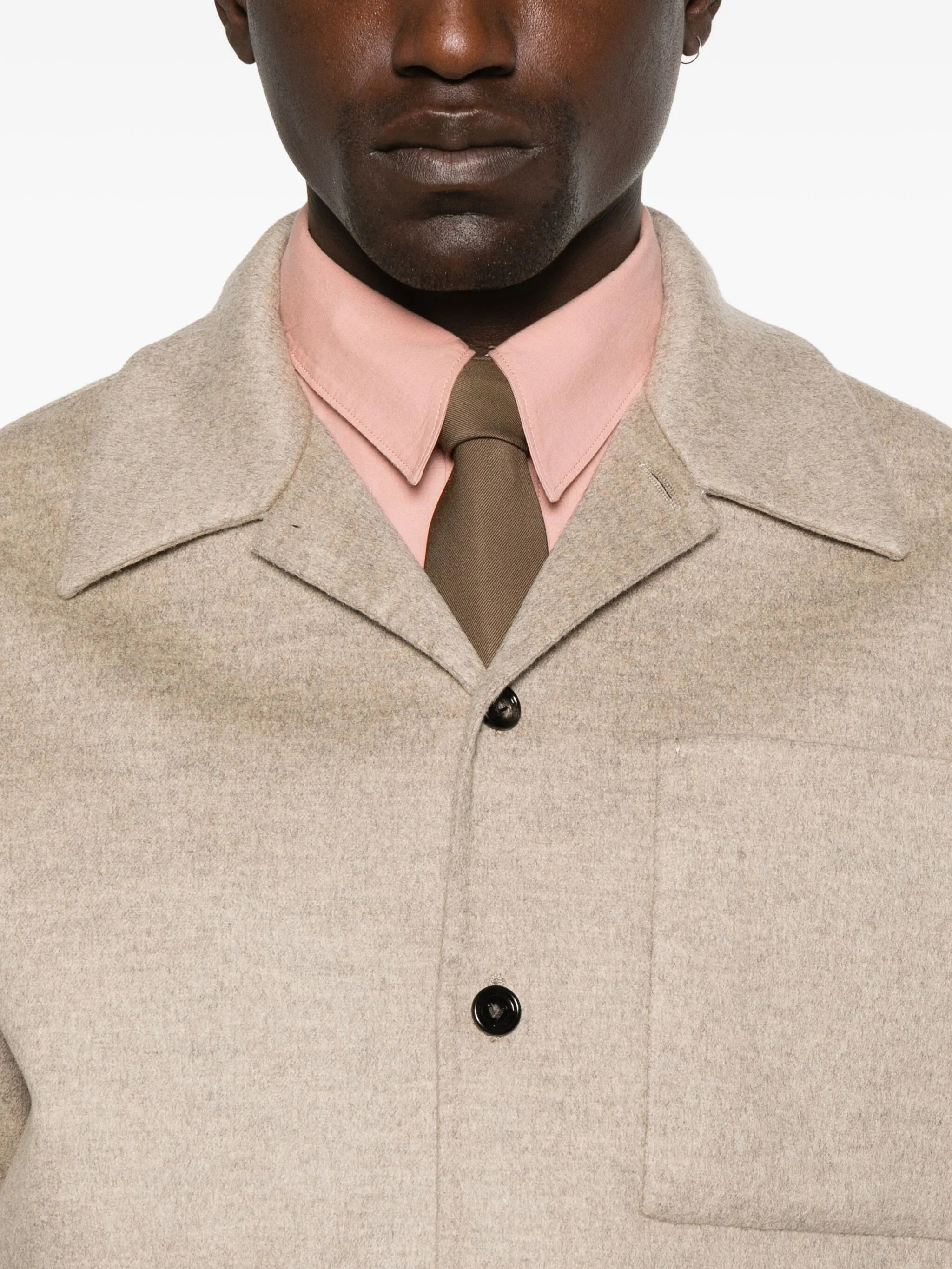 mélange-effect shirt jacket - 5