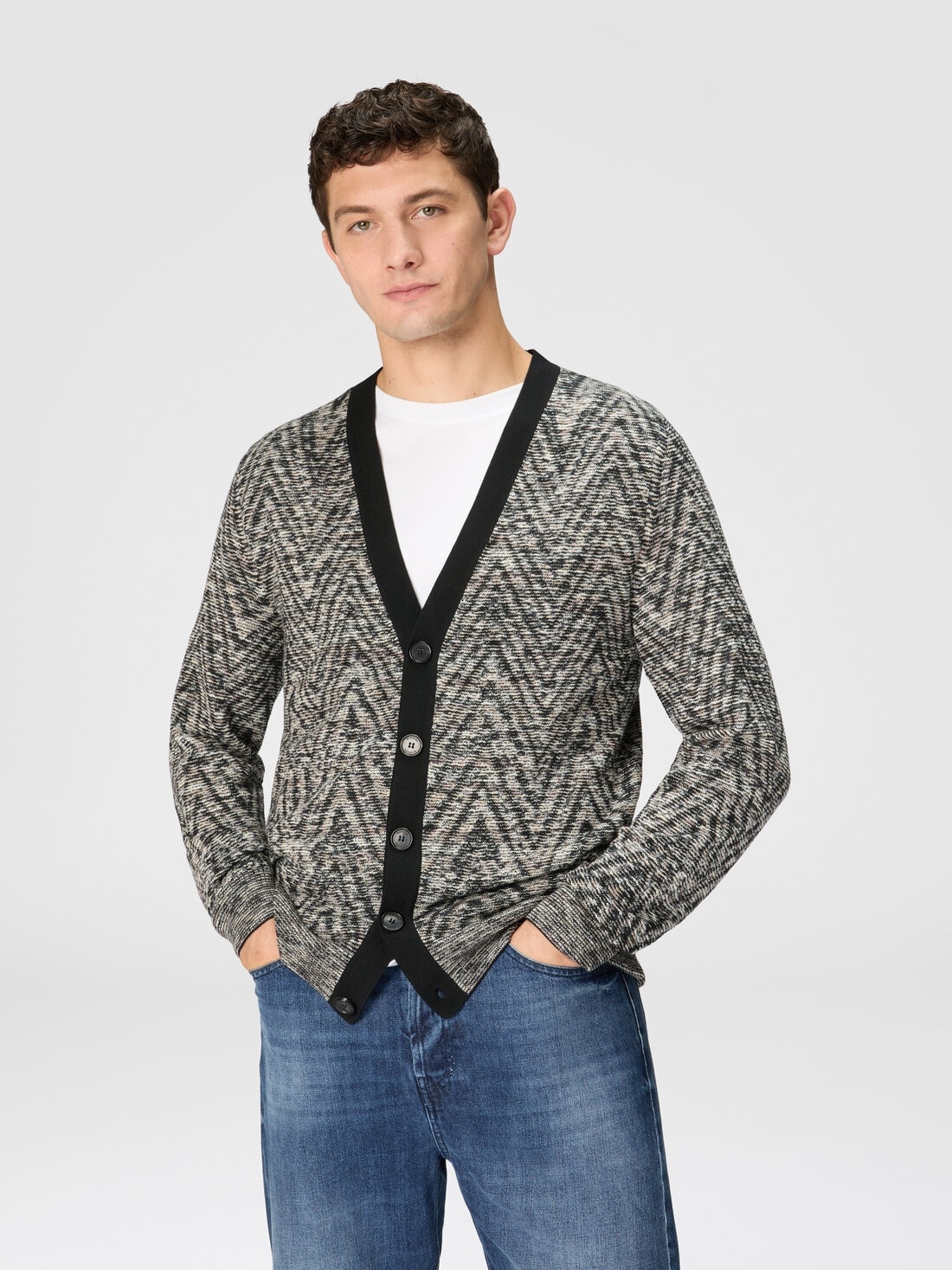 Slub pattern wool cardigan - 4