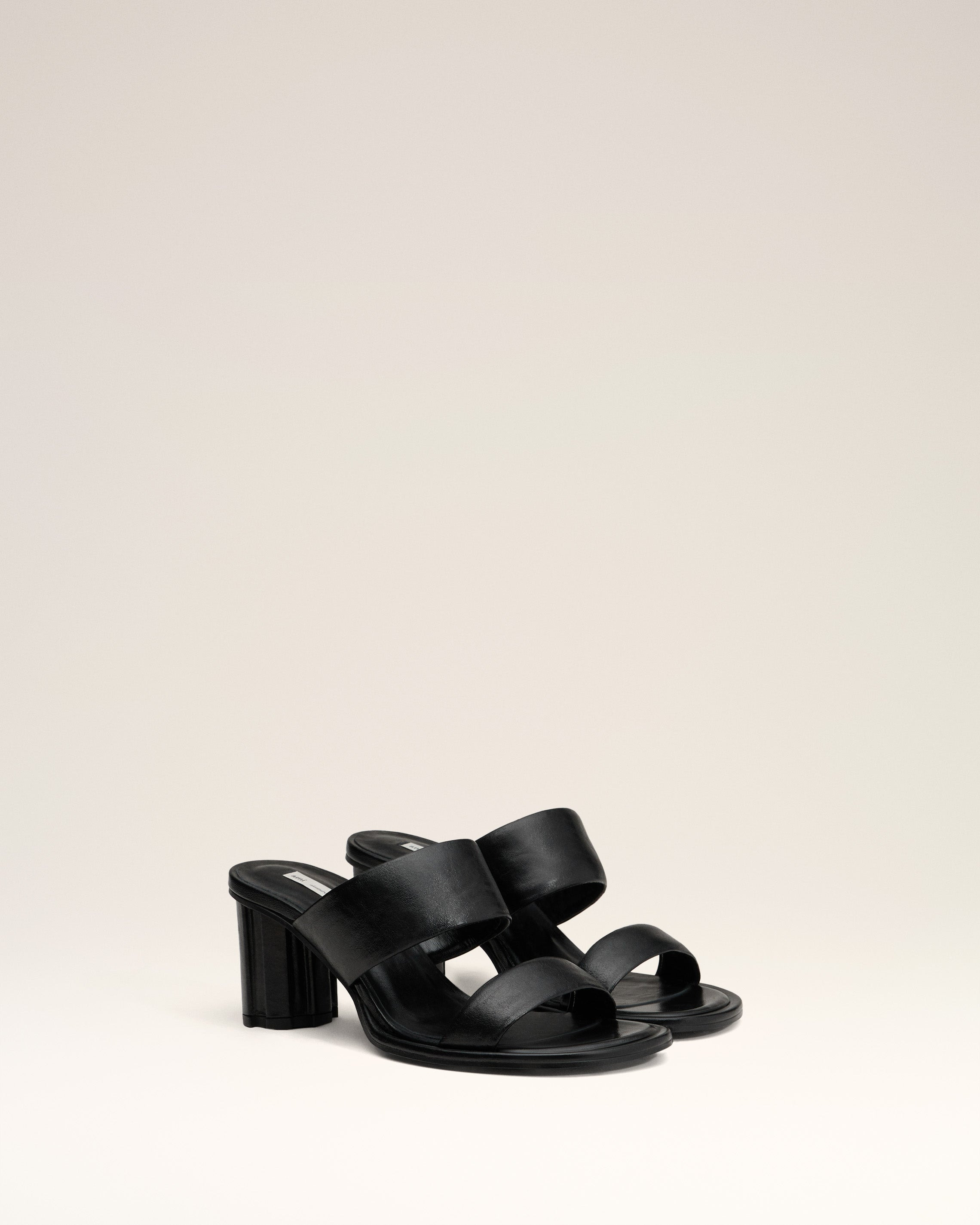 BLACK LEATHER PIANO SANDALS - 3