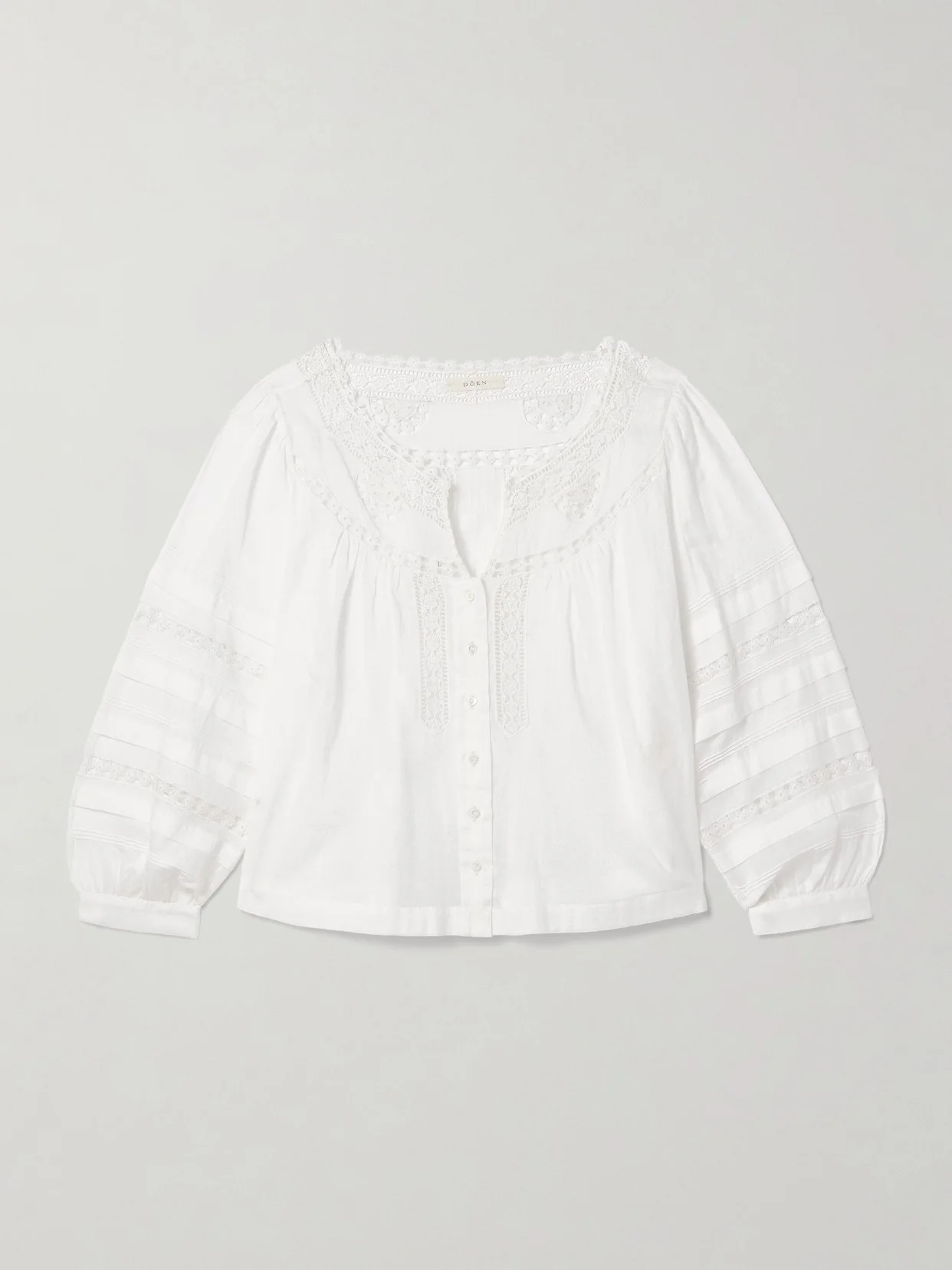 Celeste Crochet-trimmed Organic Cotton-voile Blouse - 1